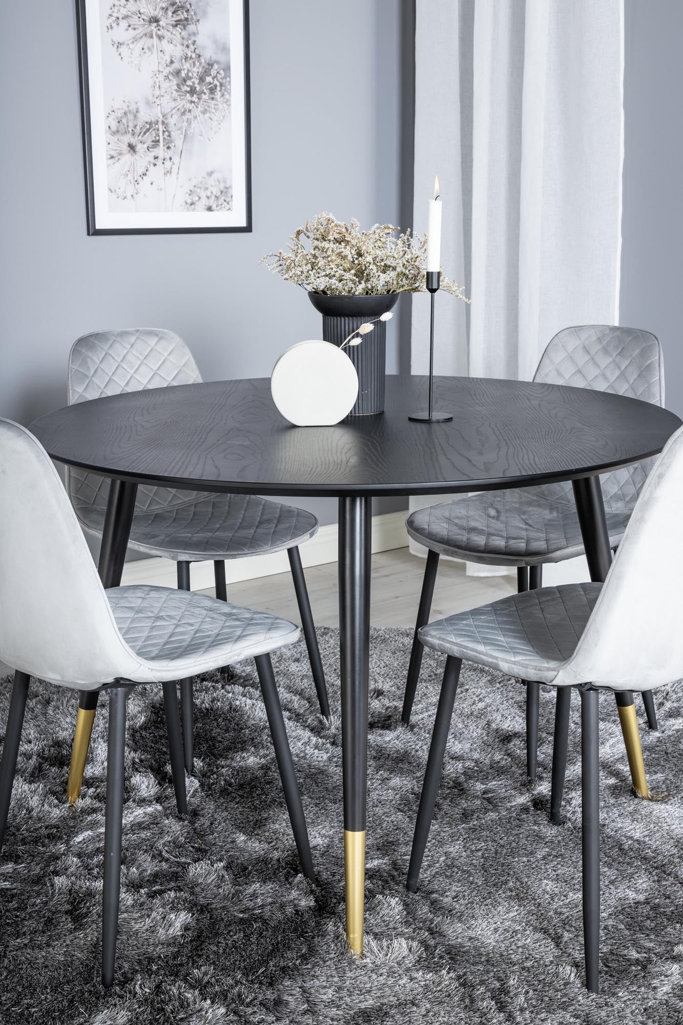 Dipp Esszimmerset + Polar ⌀115cm/4St. in Schwarz / Grau präsentiert im Onlineshop von KAQTU Design AG. Esszimmerset ist von Venture Home