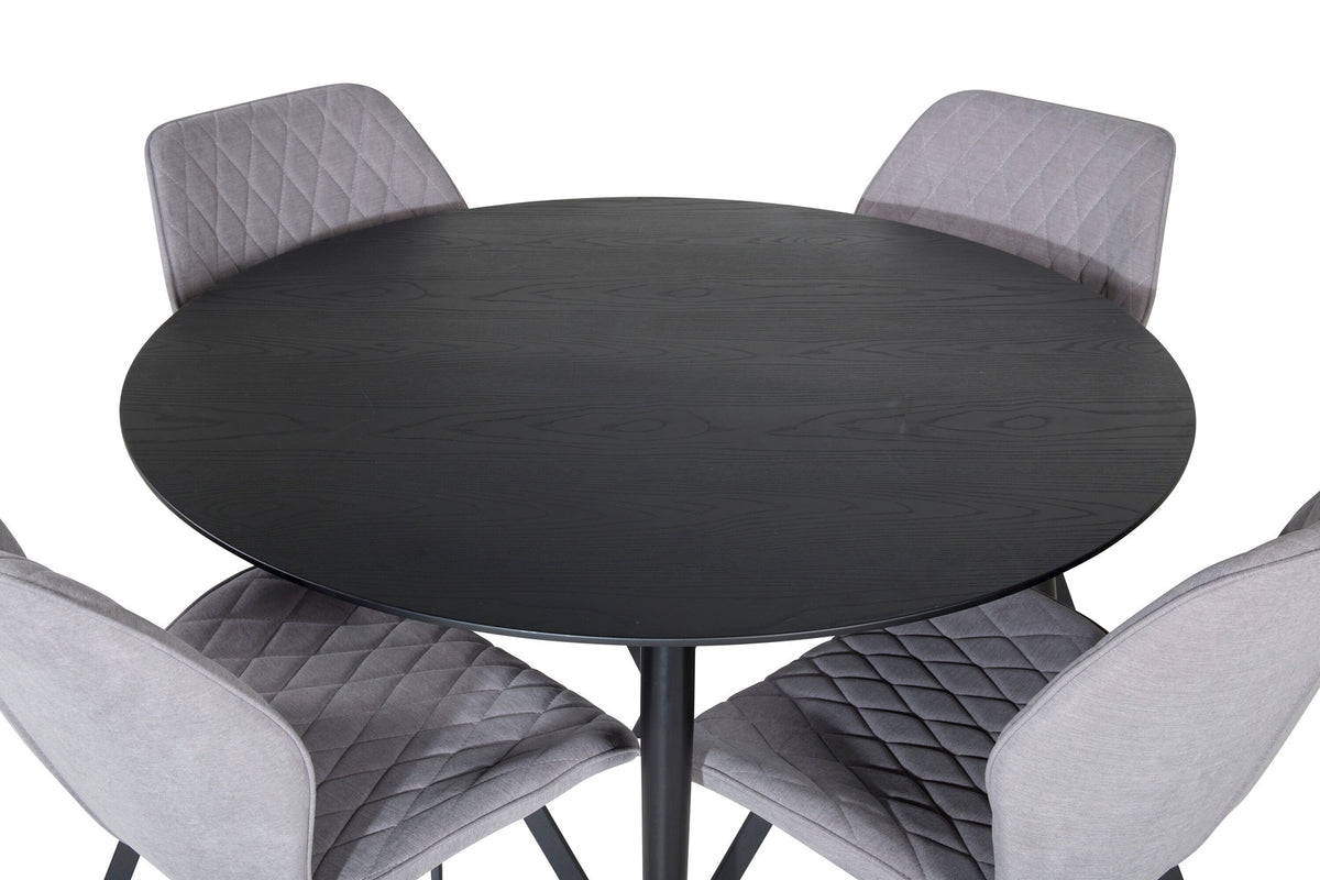 Dipp Esszimmerset + Gemma ⌀115cm/4St. in Schwarzgrau präsentiert im Onlineshop von KAQTU Design AG. Esszimmerset ist von Venture Home