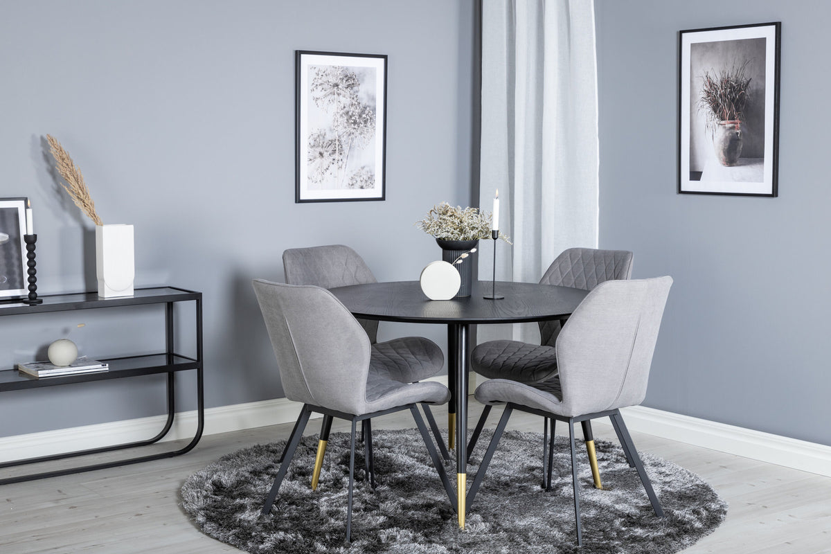 Dipp Esszimmerset + Gemma ⌀115cm/4St. in Schwarzgrau präsentiert im Onlineshop von KAQTU Design AG. Esszimmerset ist von Venture Home