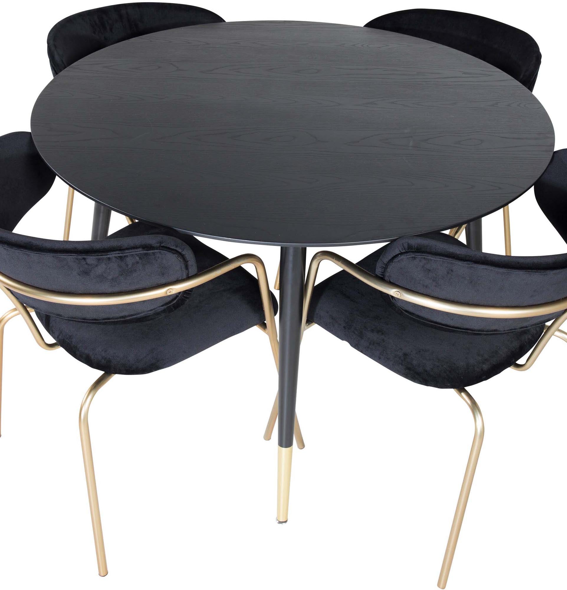 Dipp Esszimmerset + Arrow ⌀115cm/4St. in Schwarz / Gold präsentiert im Onlineshop von KAQTU Design AG. Esszimmerset ist von Venture Home