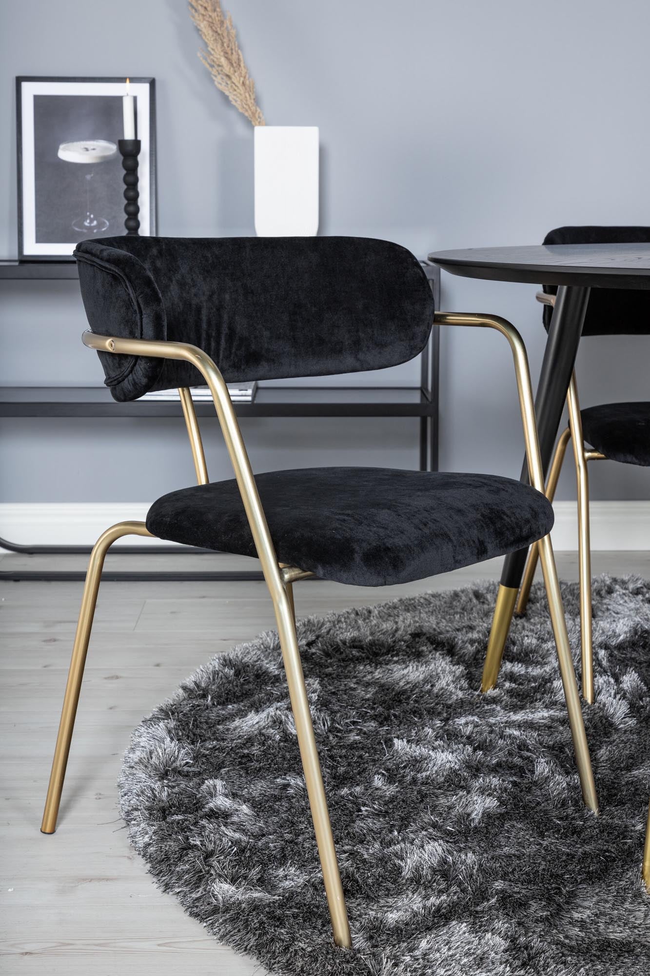 Dipp Esszimmerset + Arrow ⌀115cm/4St. in Schwarz / Gold präsentiert im Onlineshop von KAQTU Design AG. Esszimmerset ist von Venture Home