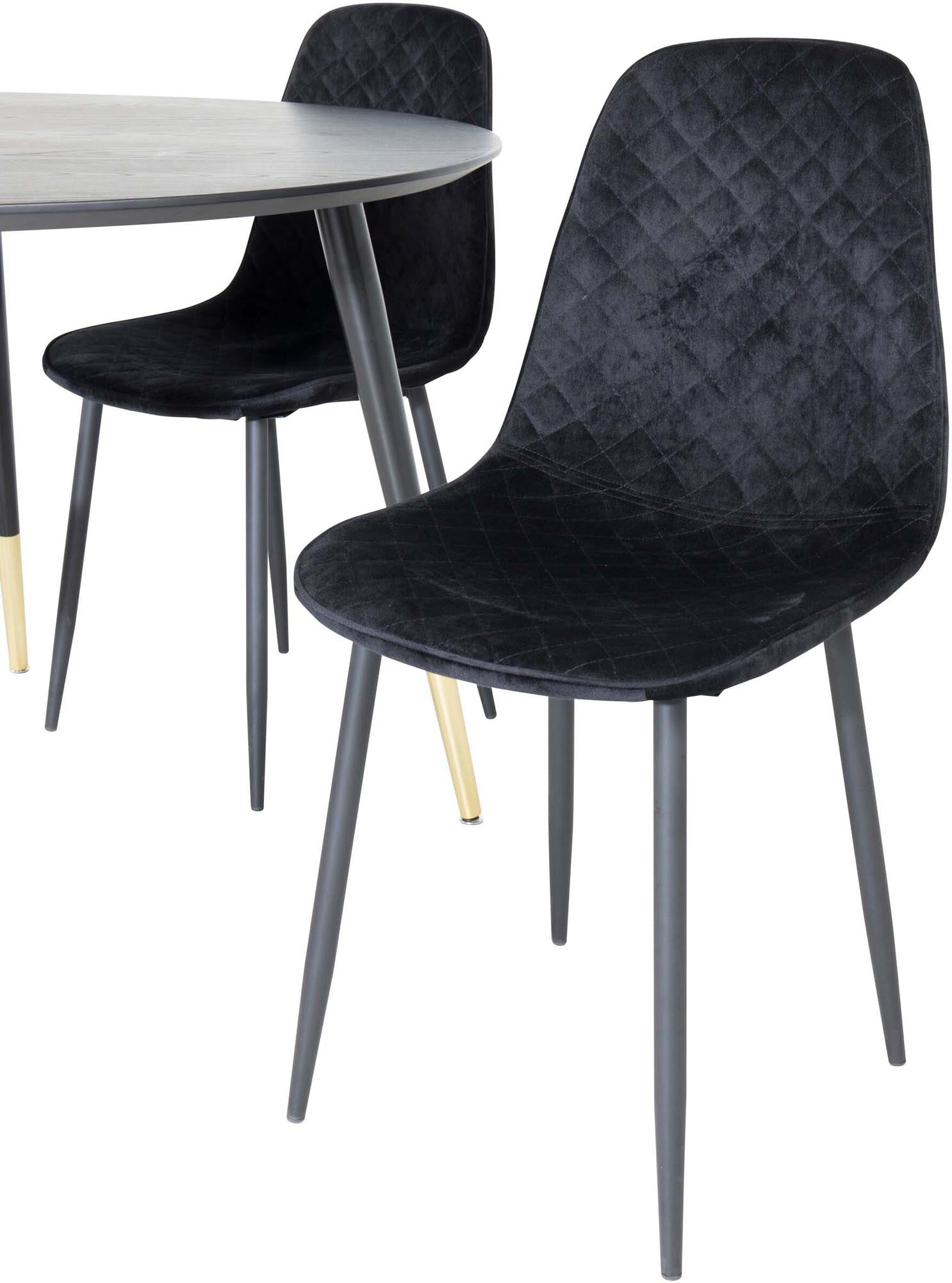 Dipp Esszimmerset + Polar ⌀115cm/4St. in Schwarz / Gold präsentiert im Onlineshop von KAQTU Design AG. Esszimmerset ist von Venture Home