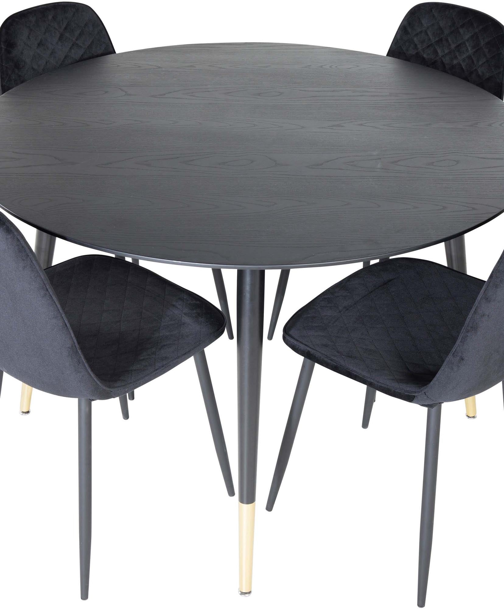 Dipp Esszimmerset + Polar ⌀115cm/4St. in Schwarz / Gold präsentiert im Onlineshop von KAQTU Design AG. Esszimmerset ist von Venture Home