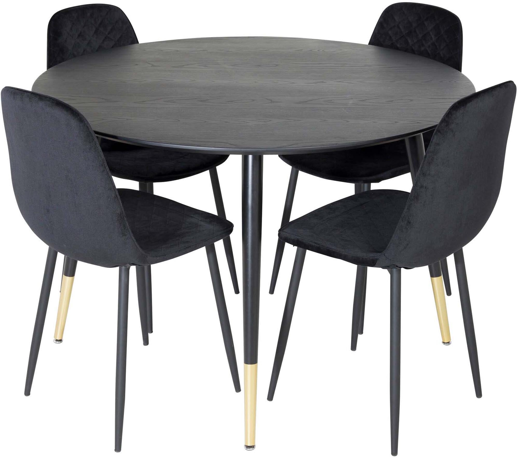 Dipp Esszimmerset + Polar ⌀115cm/4St. in Schwarz / Gold präsentiert im Onlineshop von KAQTU Design AG. Esszimmerset ist von Venture Home