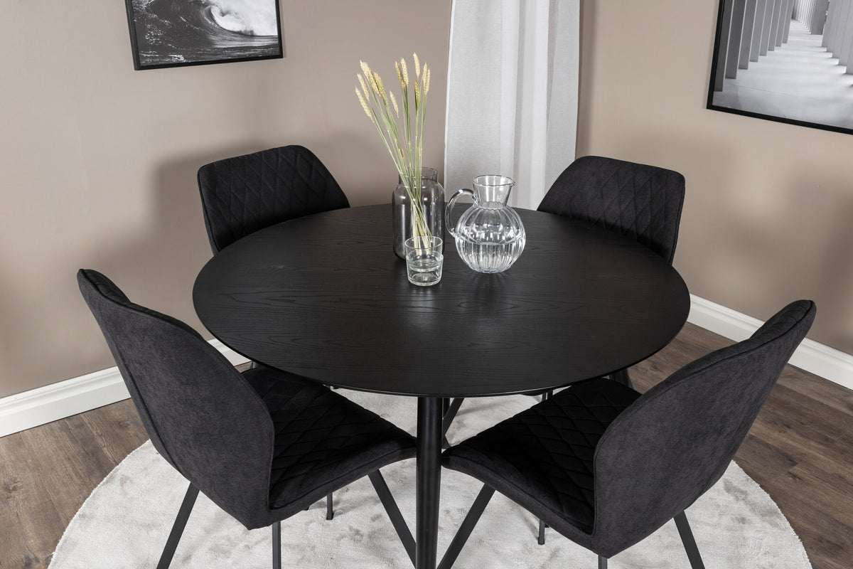 Dipp Esszimmerset + Gemma ⌀115cm/4St. in Schwarz präsentiert im Onlineshop von KAQTU Design AG. Esszimmerset ist von Venture Home