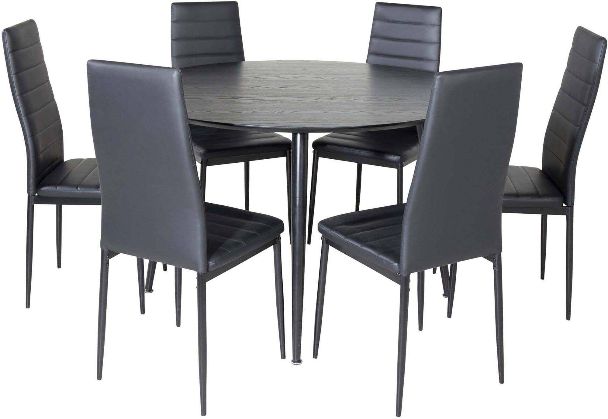 Dipp Esszimmerset + Slim ⌀115cm/6St. in Schwarz präsentiert im Onlineshop von KAQTU Design AG. Esszimmerset ist von Venture Home