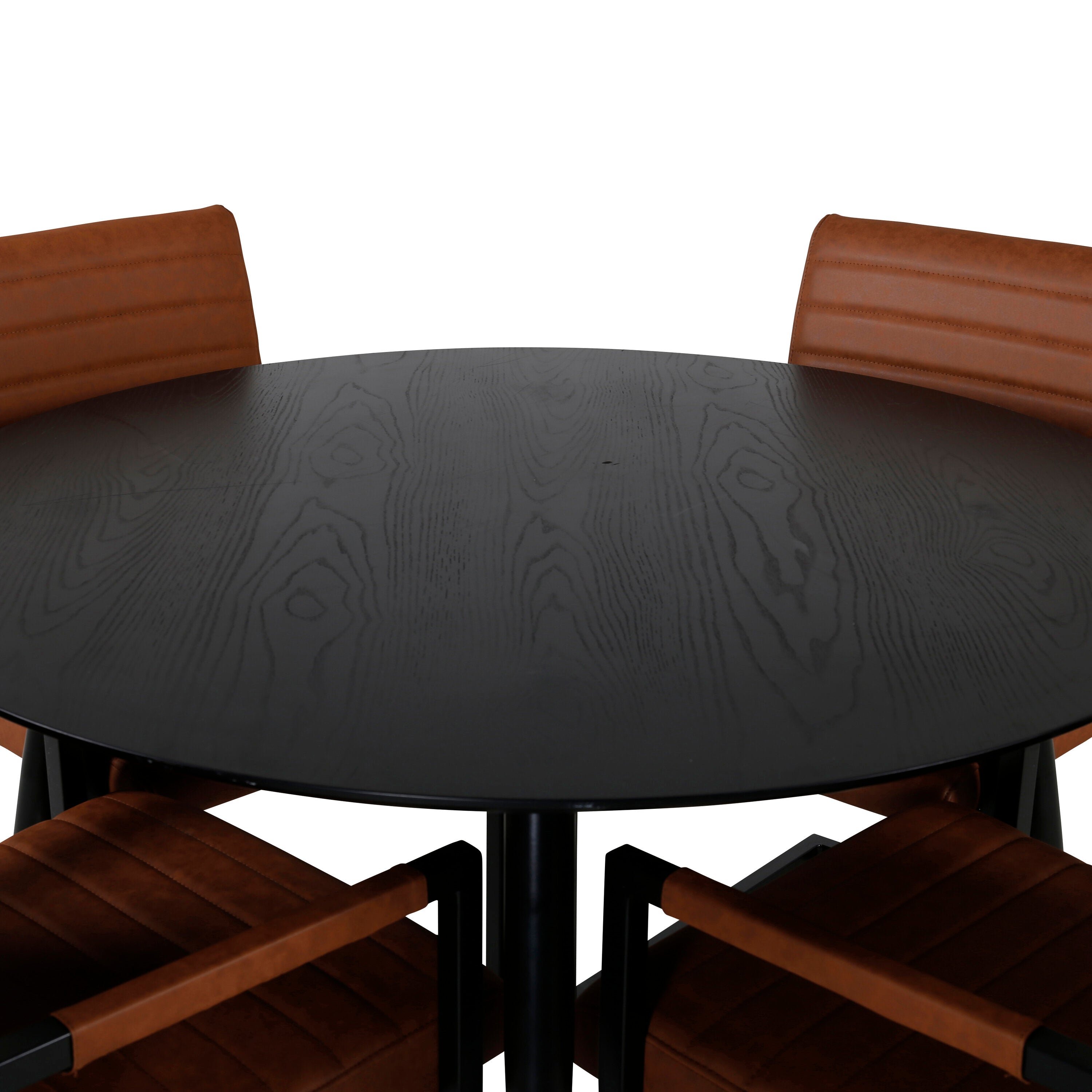 Dipp Esszimmerset + Art ⌀115cm/4St. in Schwarz Braun präsentiert im Onlineshop von KAQTU Design AG. Esszimmerset ist von Venture Home