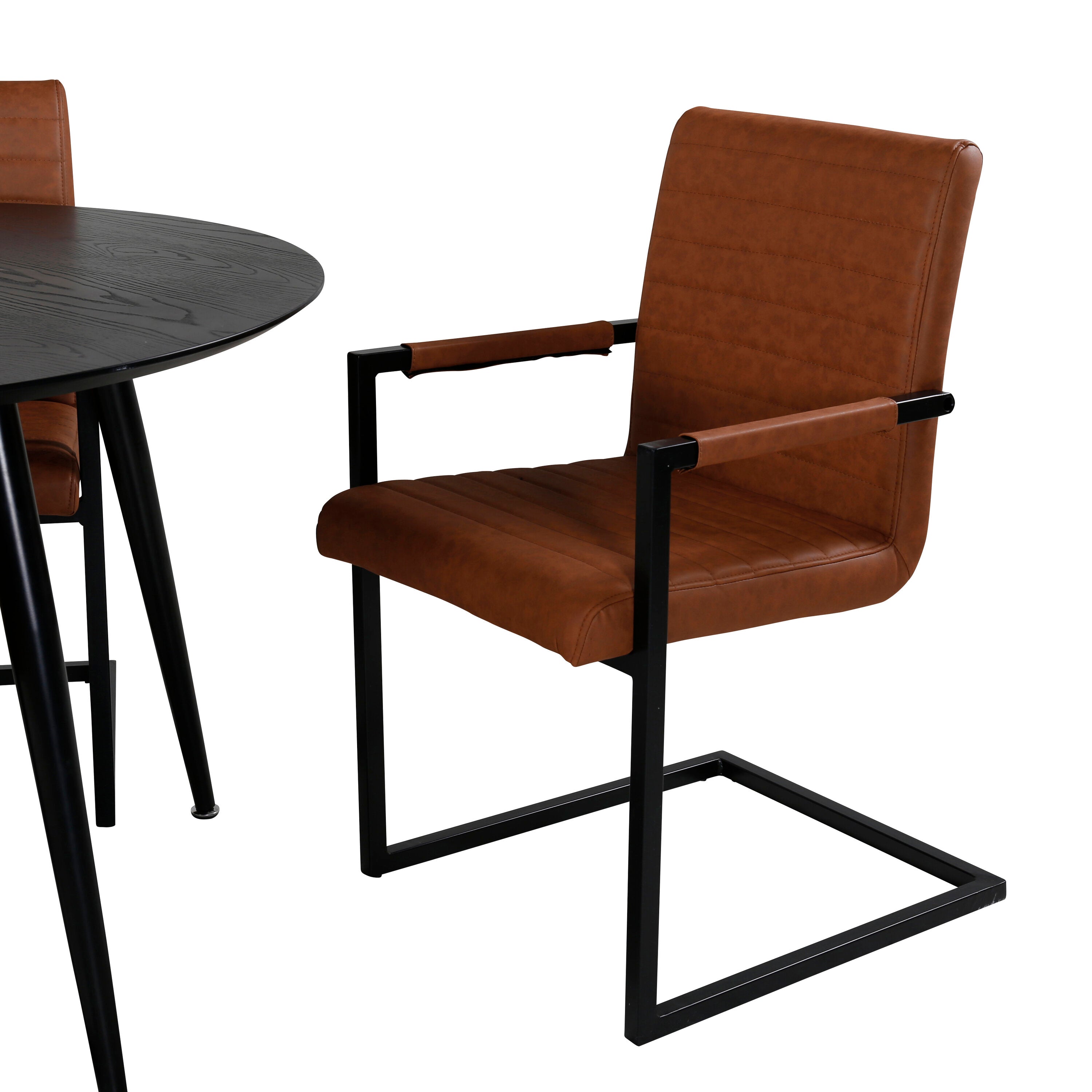 Dipp Esszimmerset + Art ⌀115cm/4St. in Schwarz Braun präsentiert im Onlineshop von KAQTU Design AG. Esszimmerset ist von Venture Home
