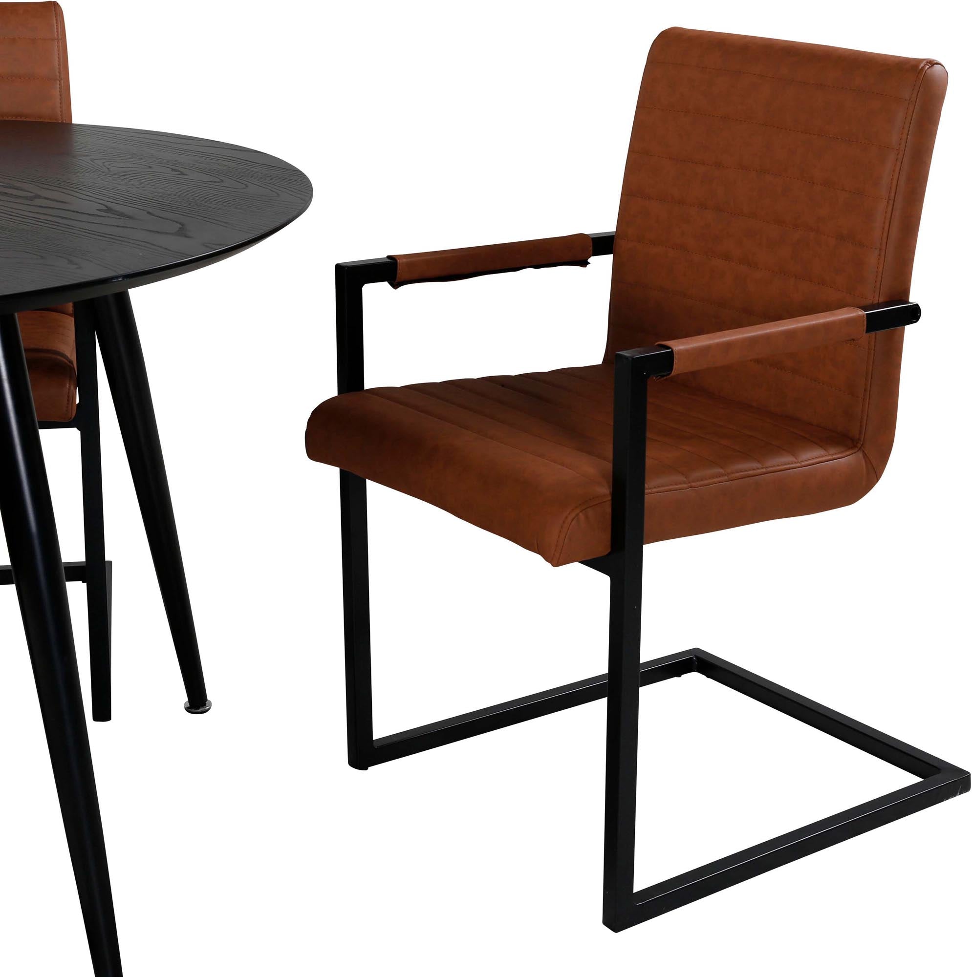 Modernes Dipp Esszimmerset: runder Tisch ⌀115cm, 4 Stühle, Venture Home.