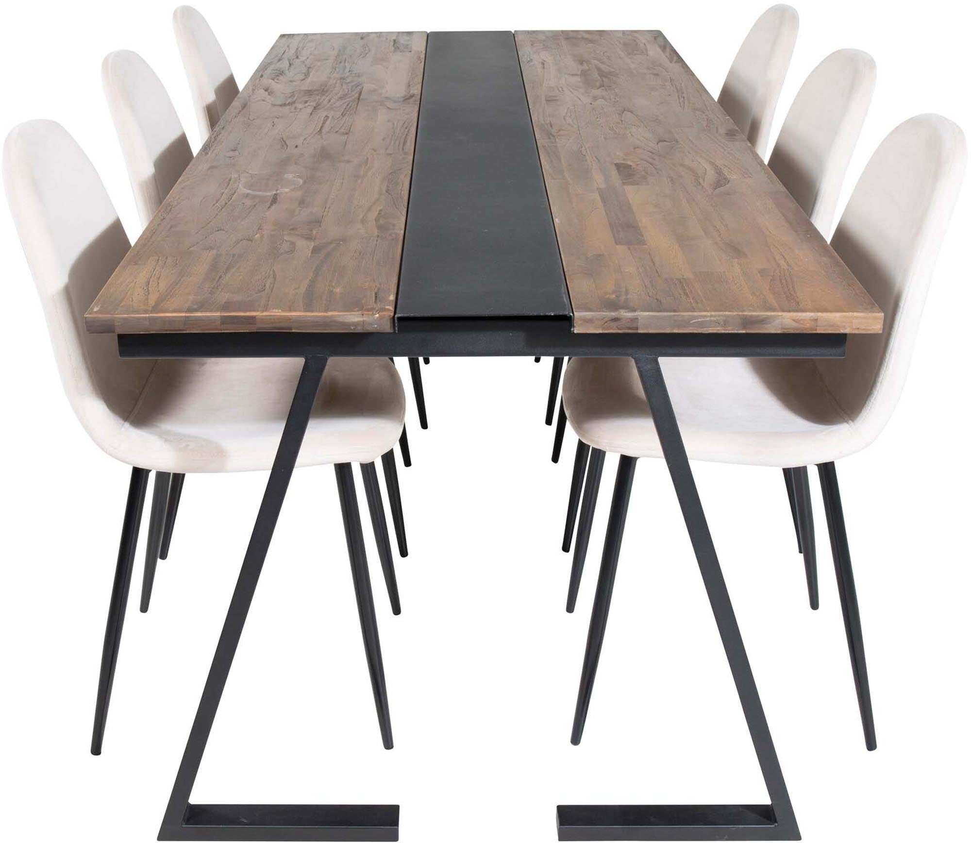 Jakarta Esszimmerset + Polar 200cm/6St. in Beige, Schwarz präsentiert im Onlineshop von KAQTU Design AG. Esszimmerset ist von Venture Home