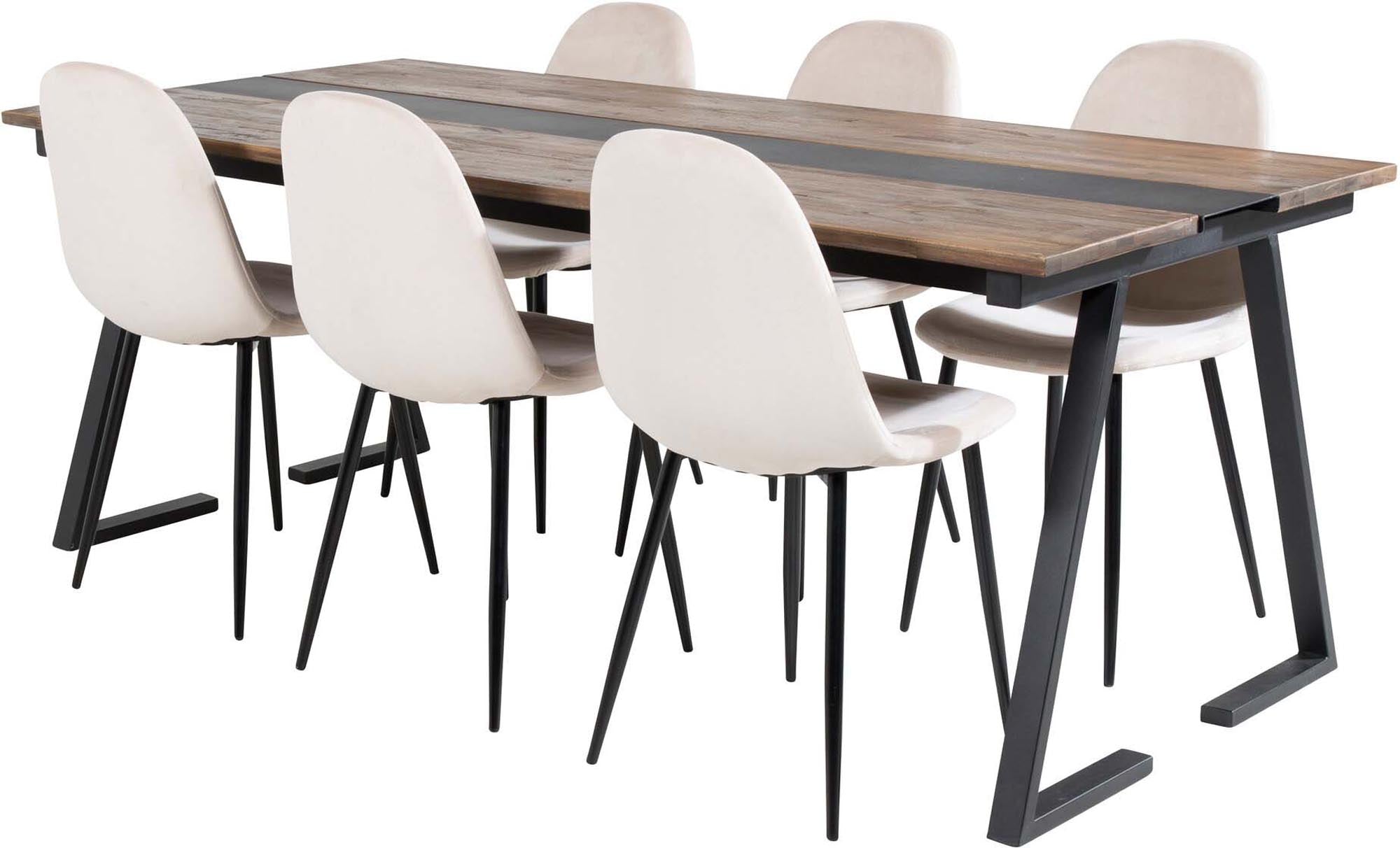 Jakarta Esszimmerset + Polar 200cm/6St. in Beige, Schwarz präsentiert im Onlineshop von KAQTU Design AG. Esszimmerset ist von Venture Home