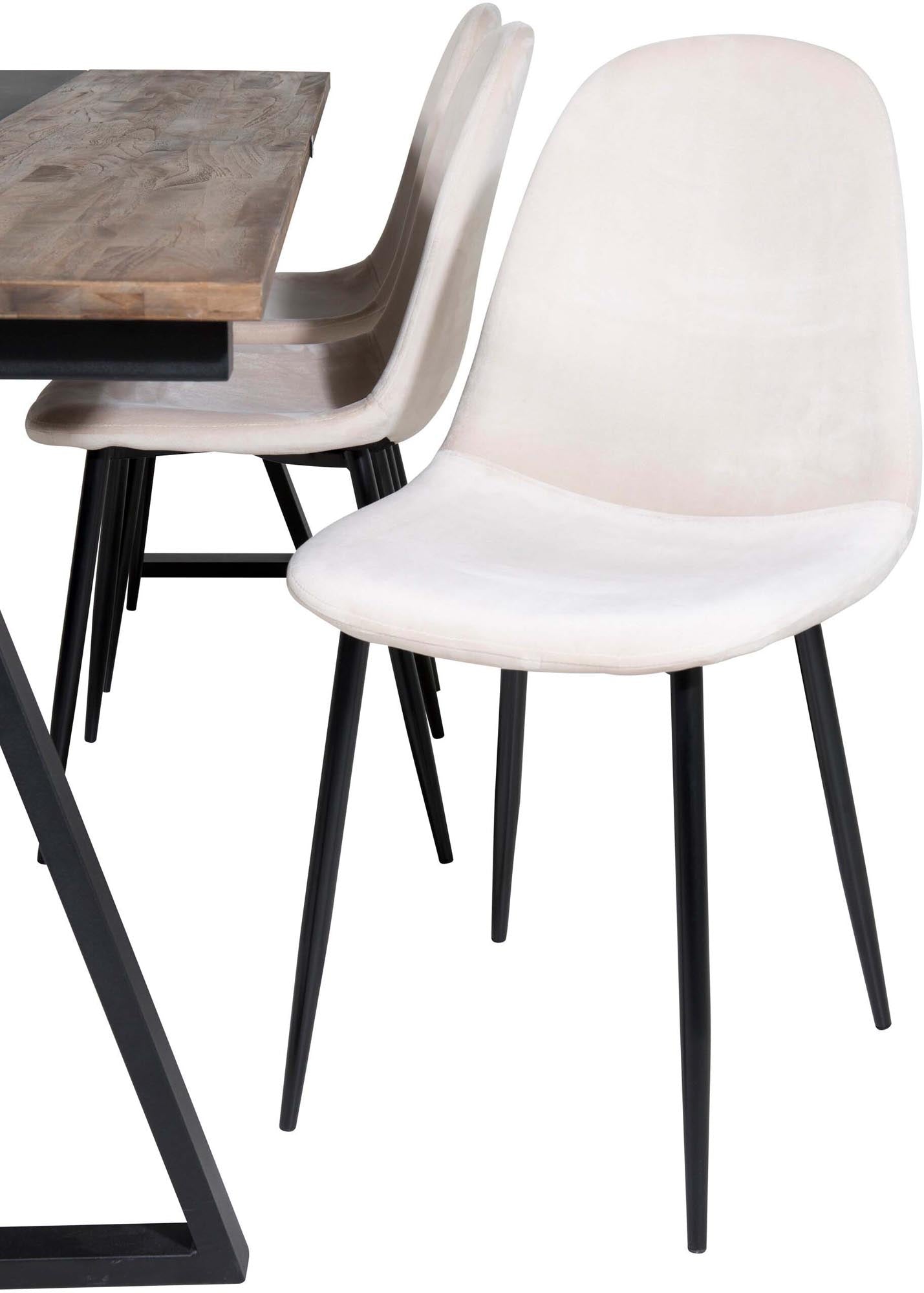 Stilvolles Jakarta Esszimmerset mit 200 cm Tisch und 6 bequemen Samt-Stühlen. Perfekt für Familienessen und gesellige Runden.