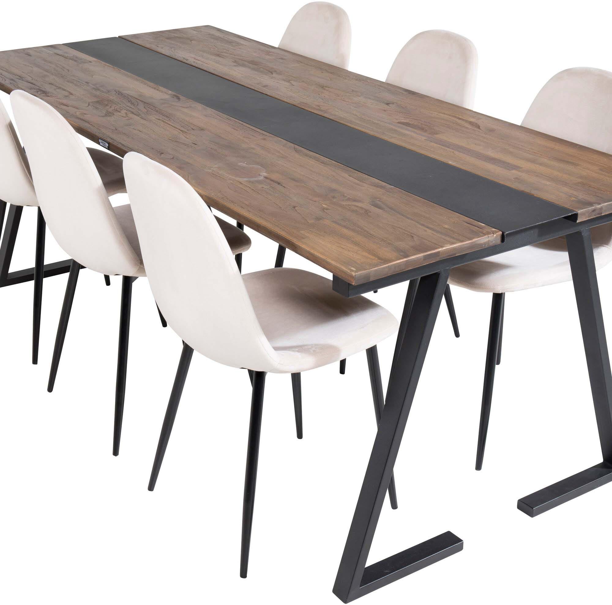 Jakarta Esszimmerset + Polar 200cm/6St. in Beige, Schwarz präsentiert im Onlineshop von KAQTU Design AG. Esszimmerset ist von Venture Home