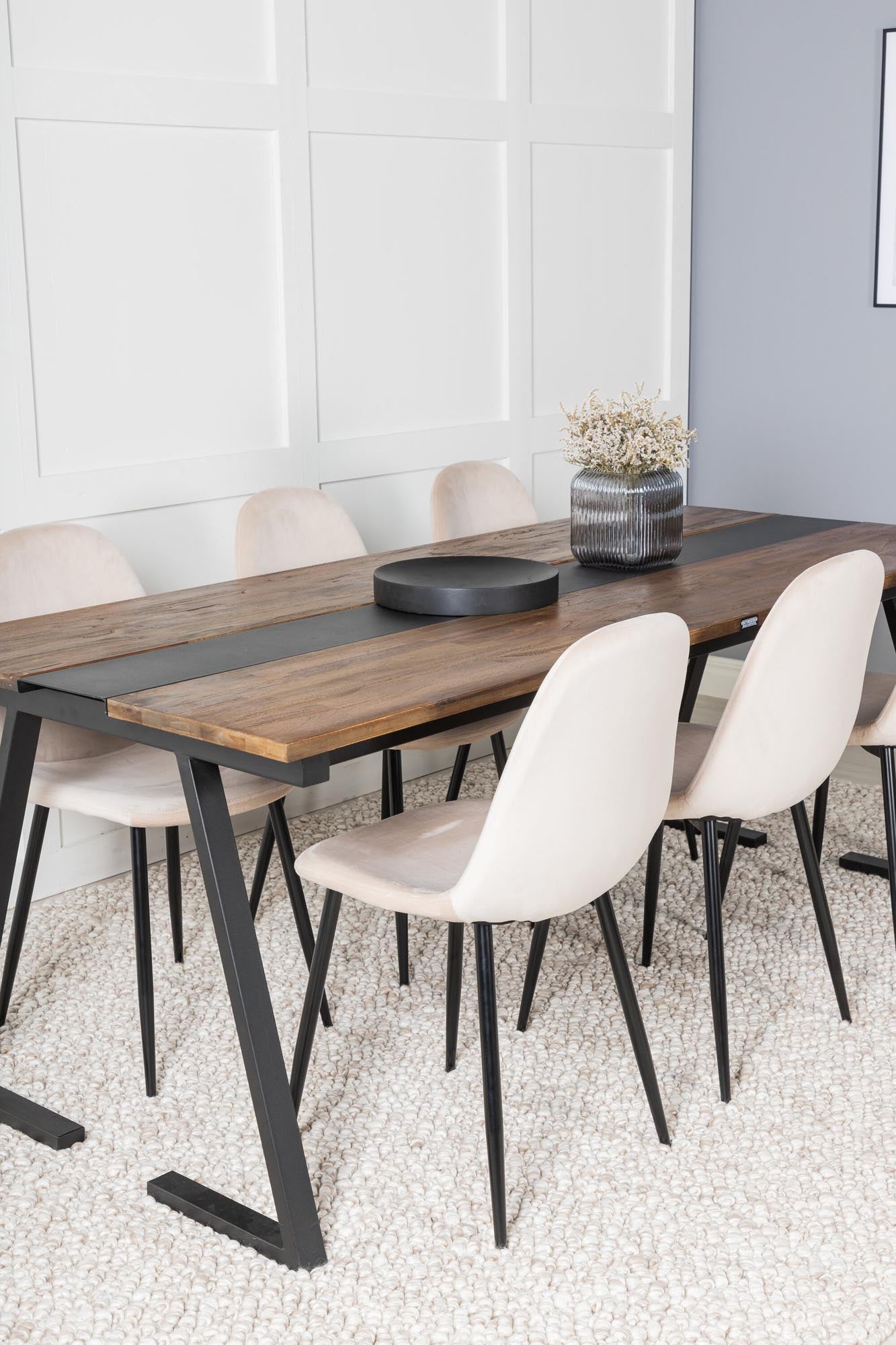 Jakarta Esszimmerset + Polar 200cm/6St. in Beige, Schwarz präsentiert im Onlineshop von KAQTU Design AG. Esszimmerset ist von Venture Home