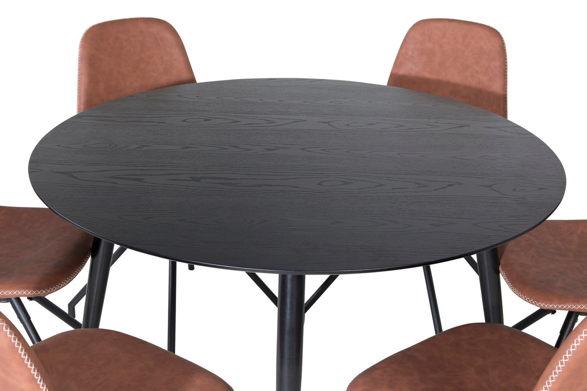 Dipp Esszimmerset + Polar ⌀115cm/6St. in Braun präsentiert im Onlineshop von KAQTU Design AG. Esszimmerset ist von Venture Home