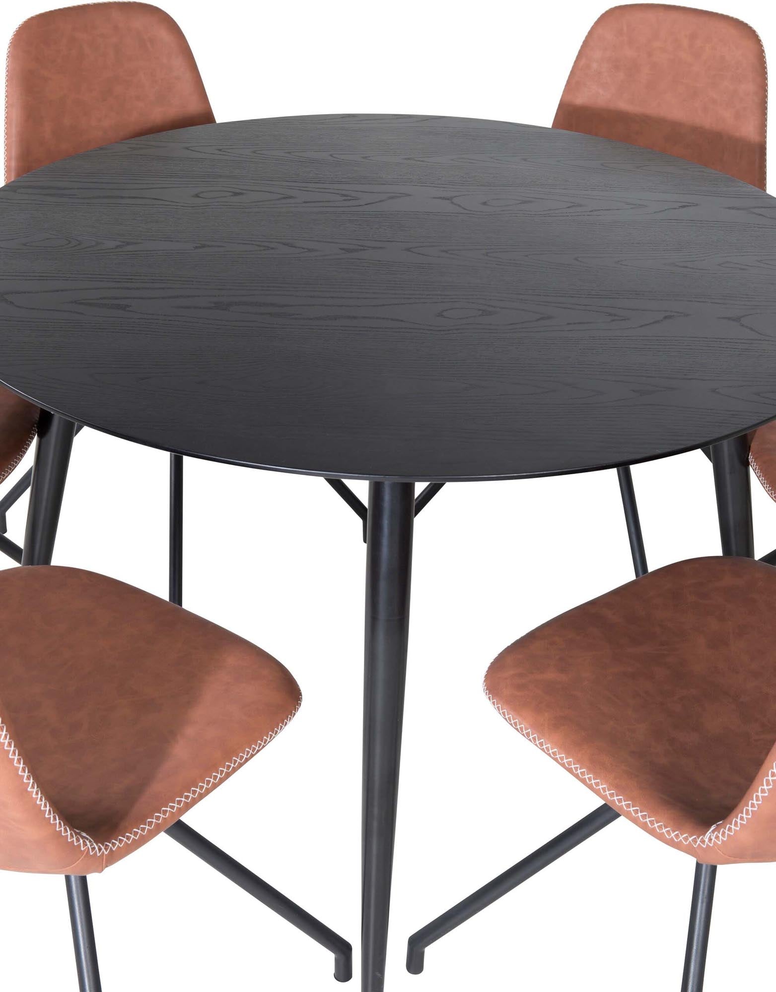 Dipp Esszimmerset + Polar ⌀115cm/6St. in Braun präsentiert im Onlineshop von KAQTU Design AG. Esszimmerset ist von Venture Home
