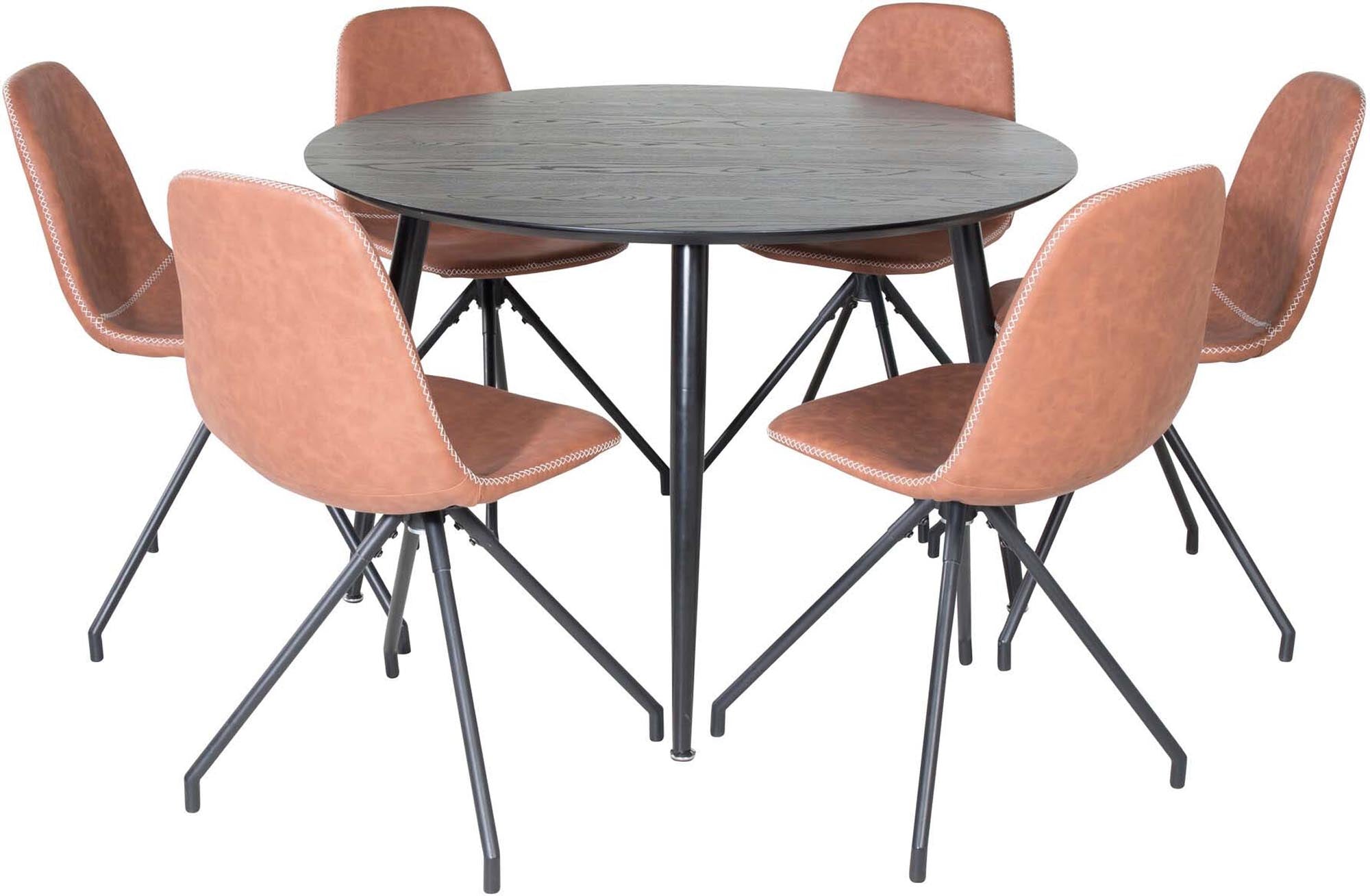 Modernes Dipp Esszimmerset mit Polar Tisch, 115cm, 6 Stühle, Venture Home.