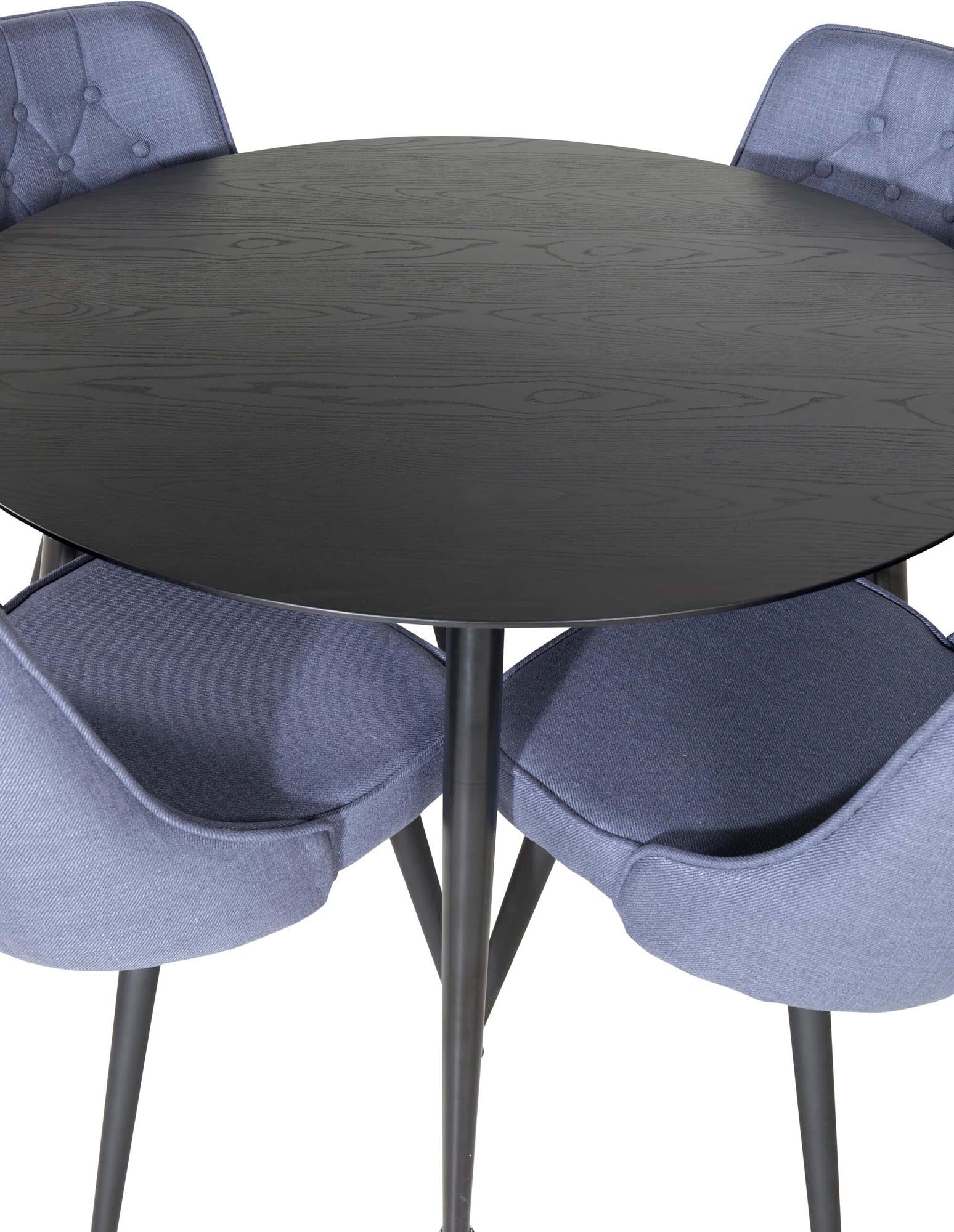 Dipp Esszimmerset + Velvet Deluxe ⌀115cm/4St. in Schwarz Blau präsentiert im Onlineshop von KAQTU Design AG. Esszimmerset ist von Venture Home