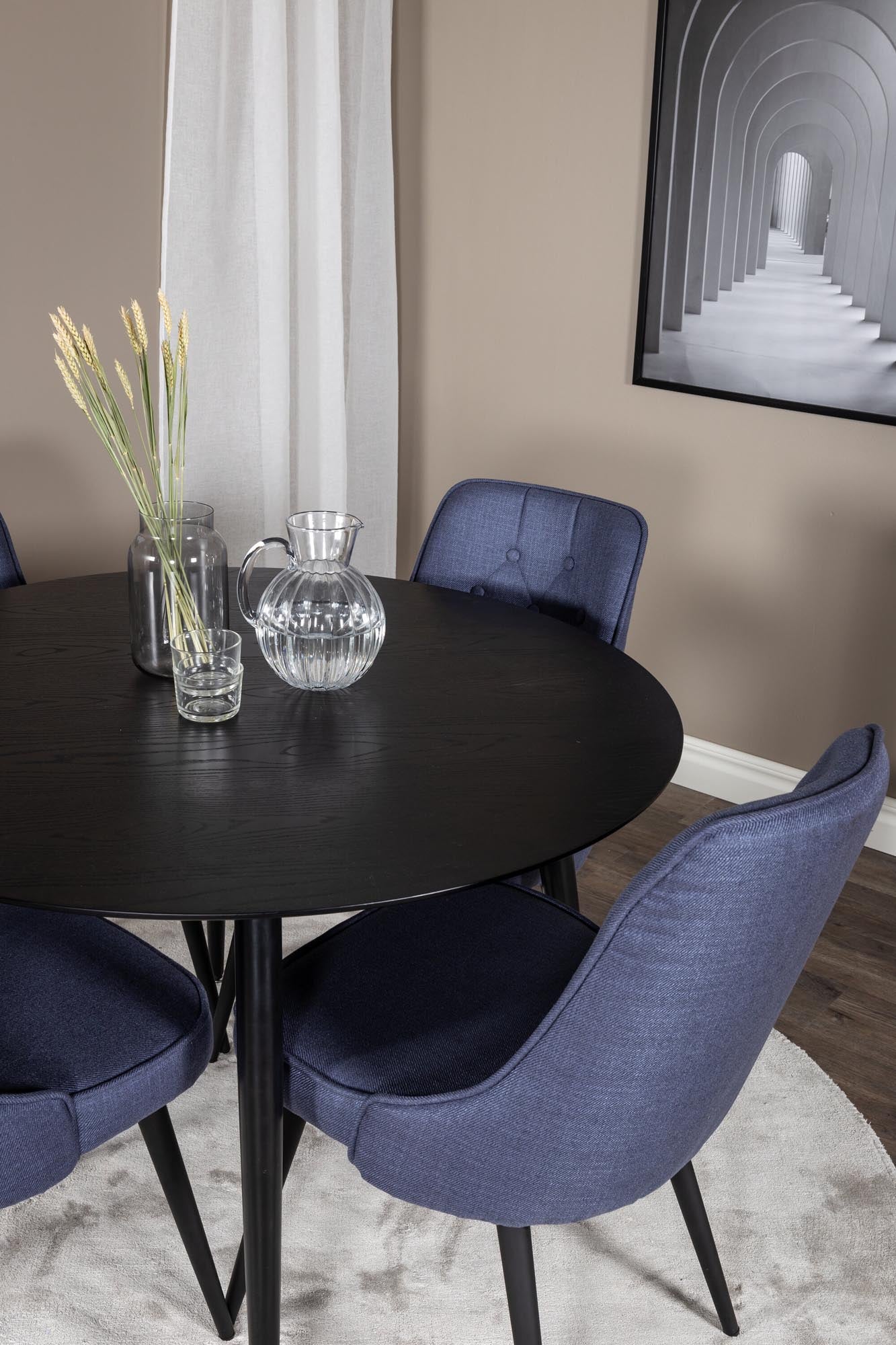 Dipp Esszimmerset + Velvet Deluxe ⌀115cm/4St. in Schwarz Blau präsentiert im Onlineshop von KAQTU Design AG. Esszimmerset ist von Venture Home