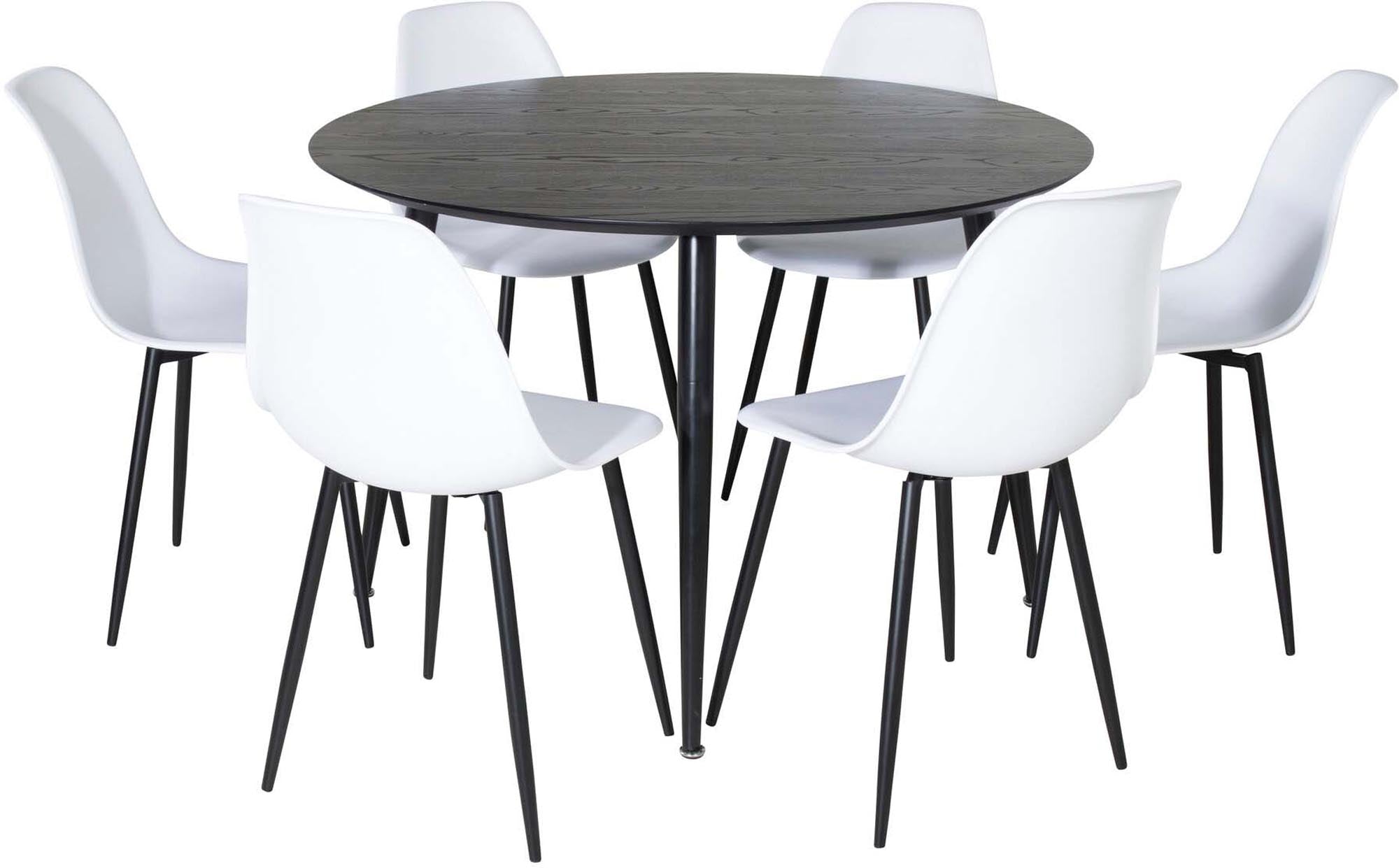 Dipp Esszimmerset + Polar Plastic ⌀115cm/6St. in Schwarz-Weiss präsentiert im Onlineshop von KAQTU Design AG. Esszimmerset ist von Venture Home