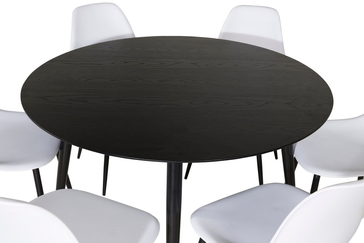 Dipp Esszimmerset + Polar Plastic ⌀115cm/6St. in Schwarz-Weiss präsentiert im Onlineshop von KAQTU Design AG. Esszimmerset ist von Venture Home