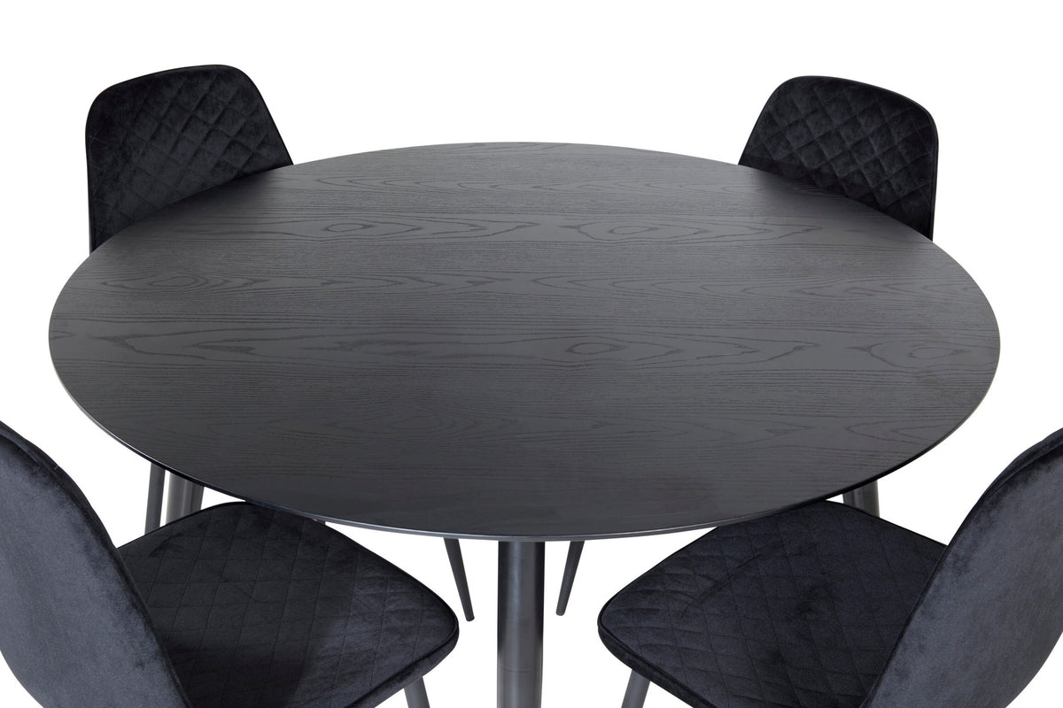 Dipp Esszimmerset + Polar Diamond ⌀115cm/4St. in Schwarz präsentiert im Onlineshop von KAQTU Design AG. Esszimmerset ist von Venture Home