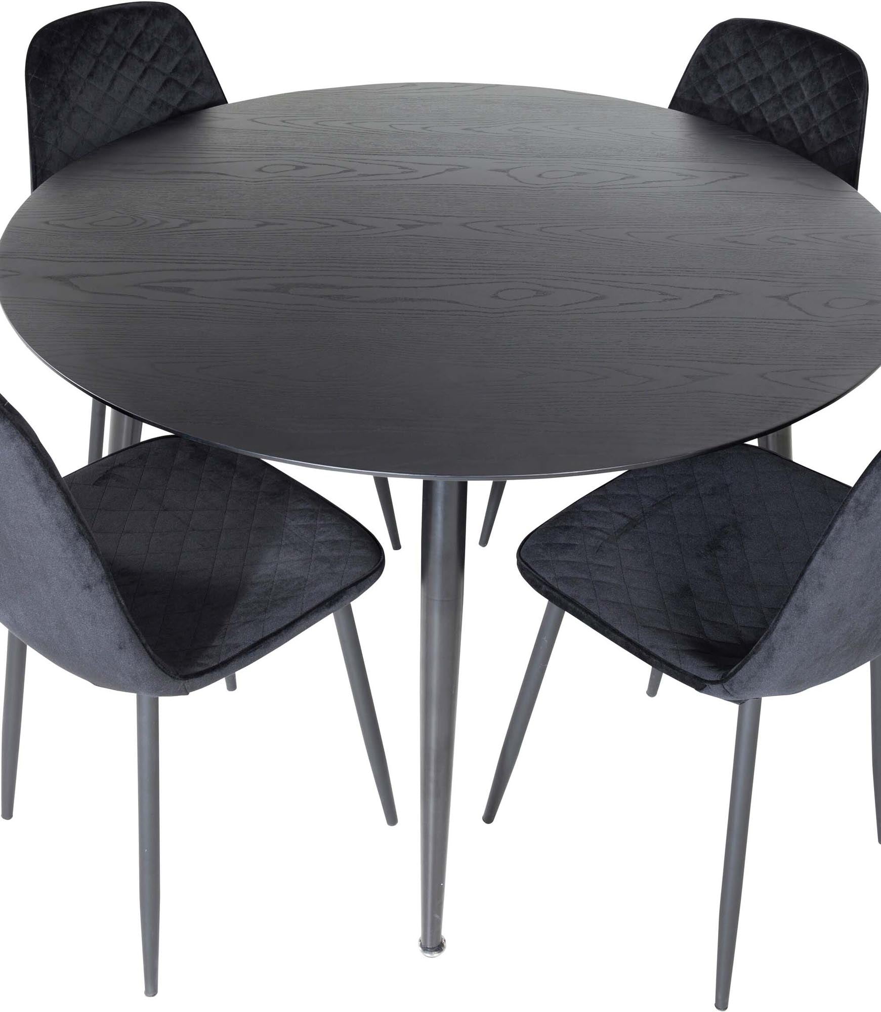 Dipp Esszimmerset + Polar Diamond ⌀115cm/4St. in Schwarz präsentiert im Onlineshop von KAQTU Design AG. Esszimmerset ist von Venture Home