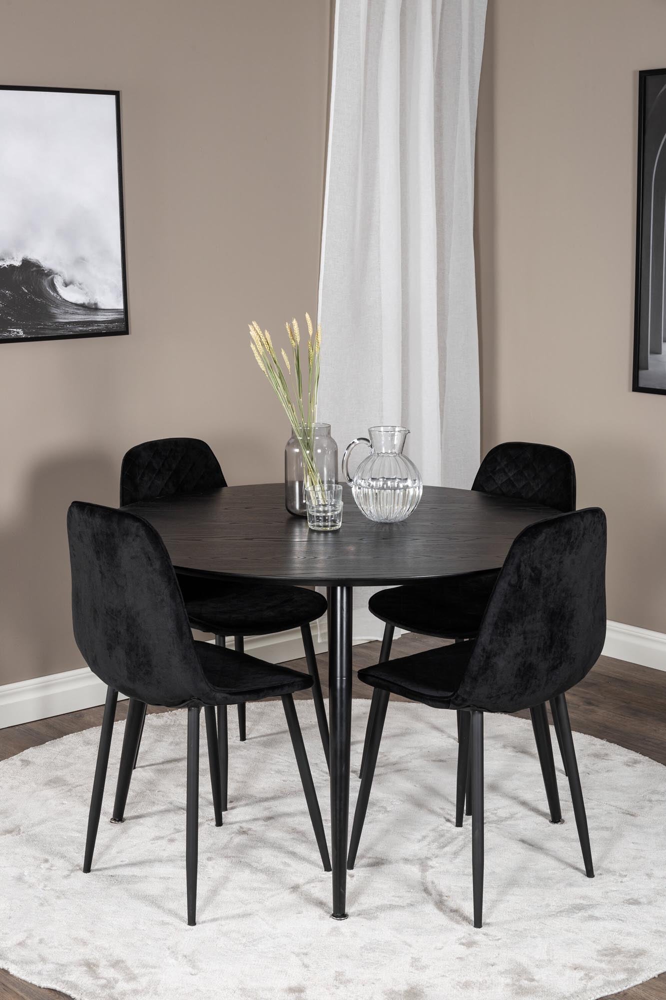 Dipp Esszimmerset + Polar Diamond ⌀115cm/4St. in Schwarz präsentiert im Onlineshop von KAQTU Design AG. Esszimmerset ist von Venture Home