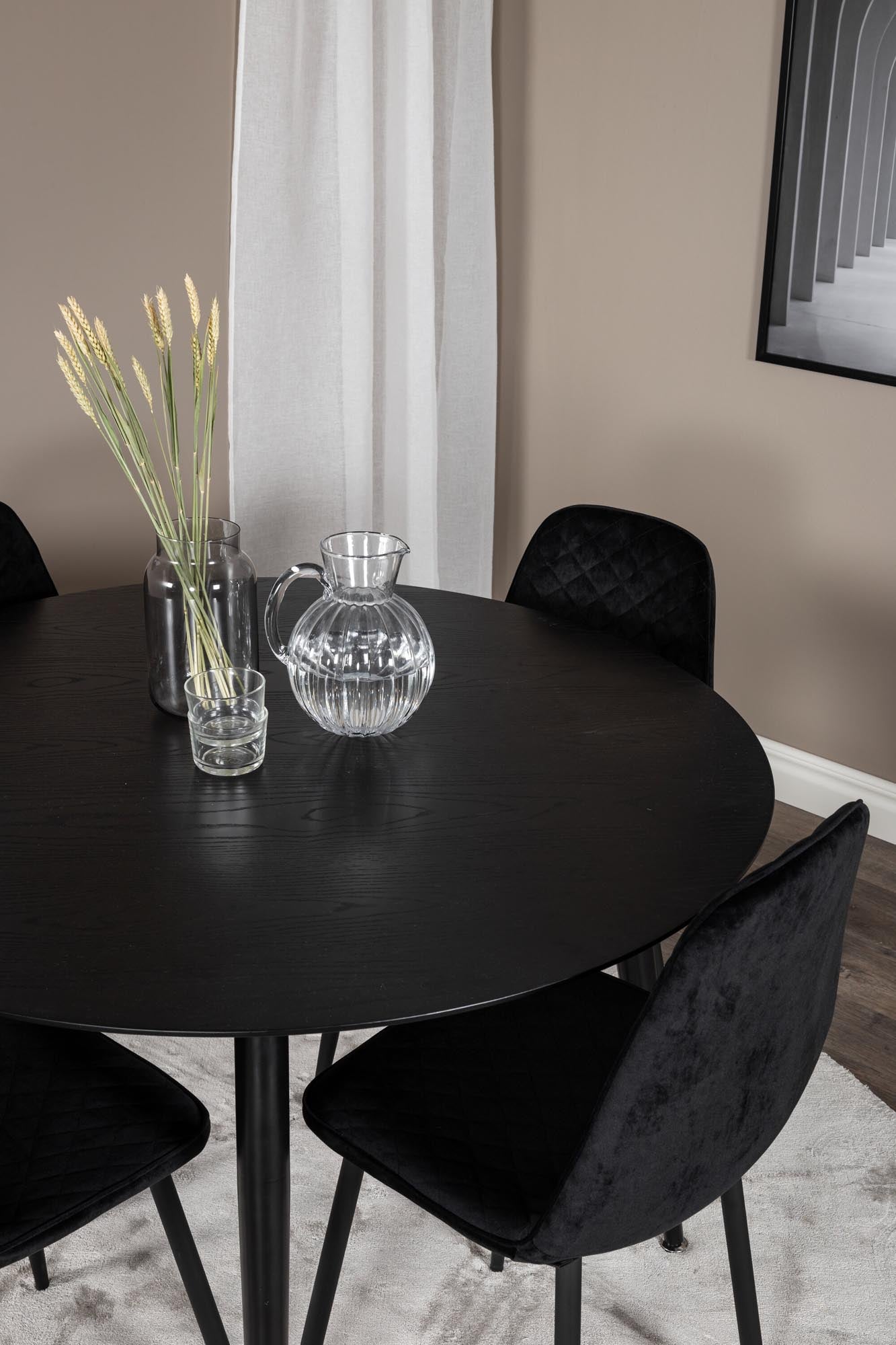 Dipp Esszimmerset + Polar Diamond ⌀115cm/4St. in Schwarz präsentiert im Onlineshop von KAQTU Design AG. Esszimmerset ist von Venture Home
