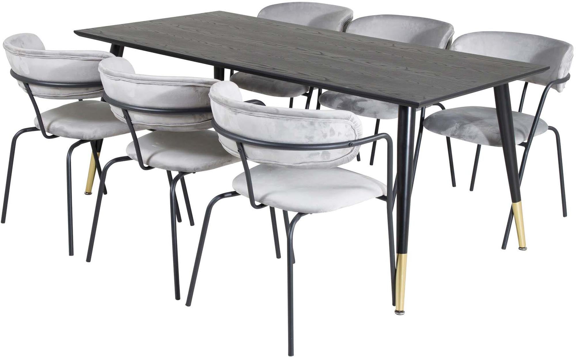 Stilvolles Dipp Esszimmerset von Venture Home: 180 cm Tisch und 6 bequeme Arrow-Stühle für ein elegantes Esszimmer.