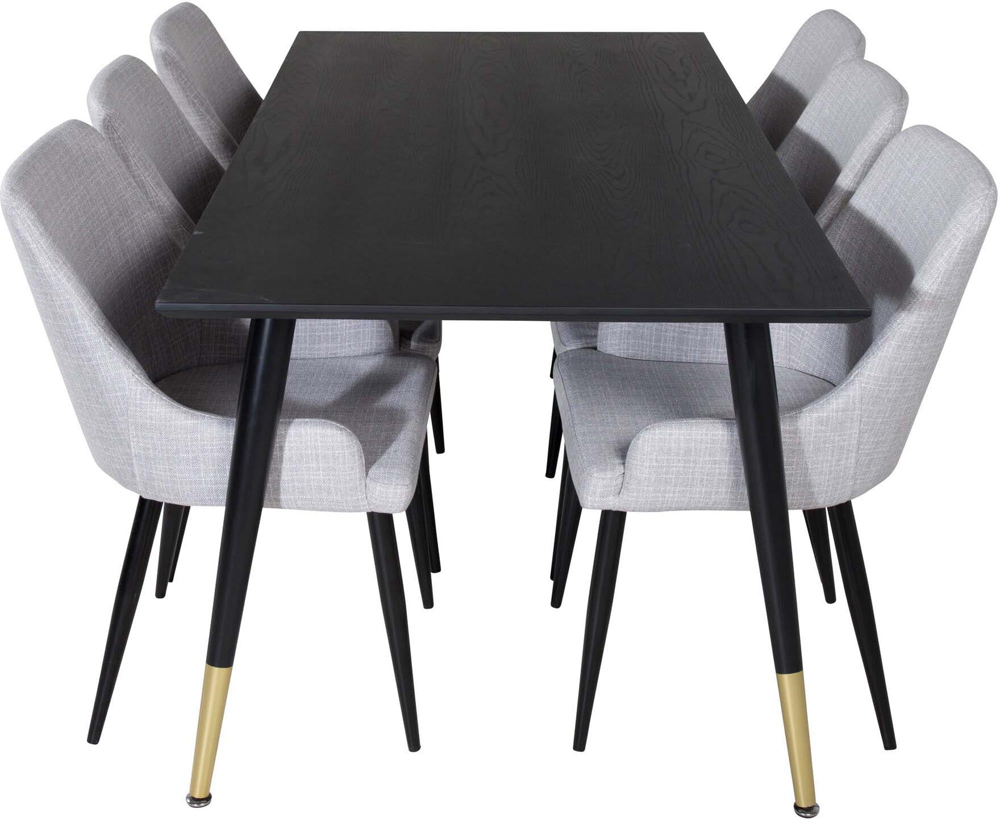 Dipp Esszimmerset + Plaza 180cm/6St. in Schwarz / Gold präsentiert im Onlineshop von KAQTU Design AG. Esszimmerset ist von Venture Home