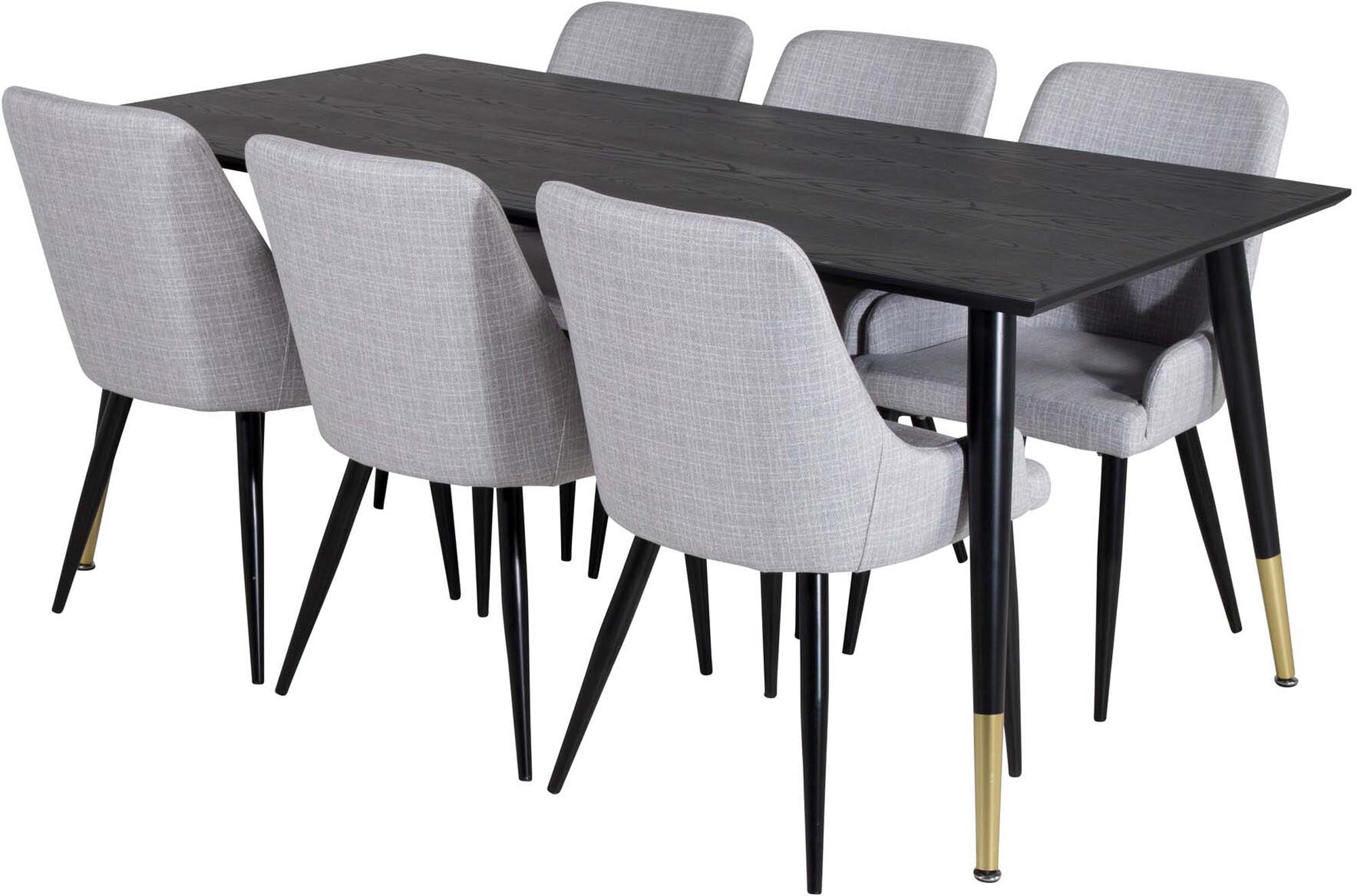 Dipp Esszimmerset + Plaza 180cm/6St. in Schwarz / Gold präsentiert im Onlineshop von KAQTU Design AG. Esszimmerset ist von Venture Home