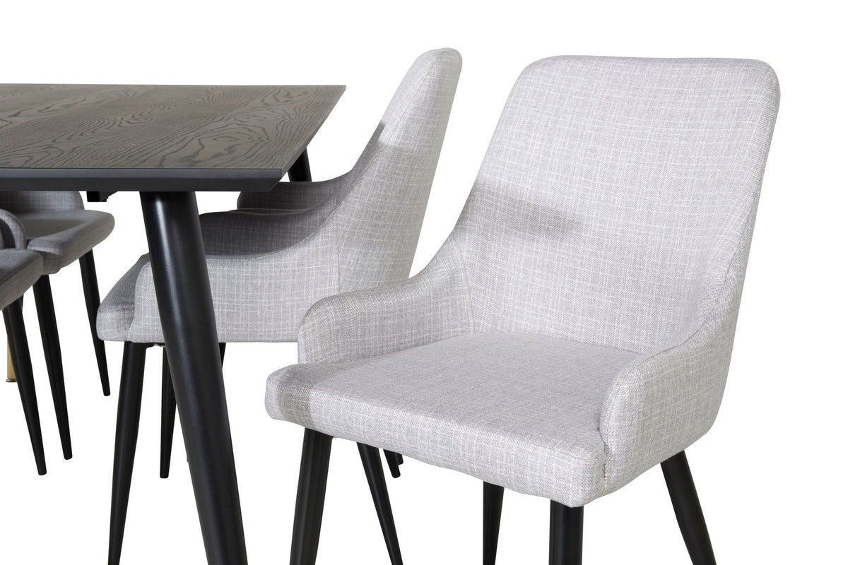 Dipp Esszimmerset + Plaza 180cm/6St. in Schwarz / Gold präsentiert im Onlineshop von KAQTU Design AG. Esszimmerset ist von Venture Home