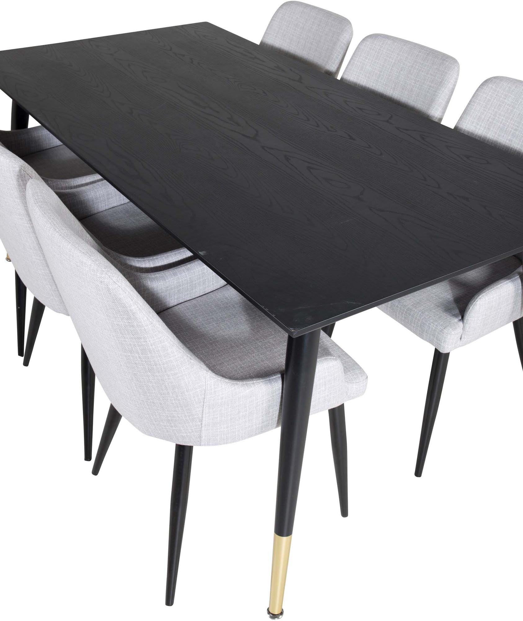 Erleben Sie das Dipp Esszimmerset von Venture Home: Ein eleganter 180 cm Tisch und 6 stilvolle Stühle bieten Komfort und einladendes Design für gesellige Abende.