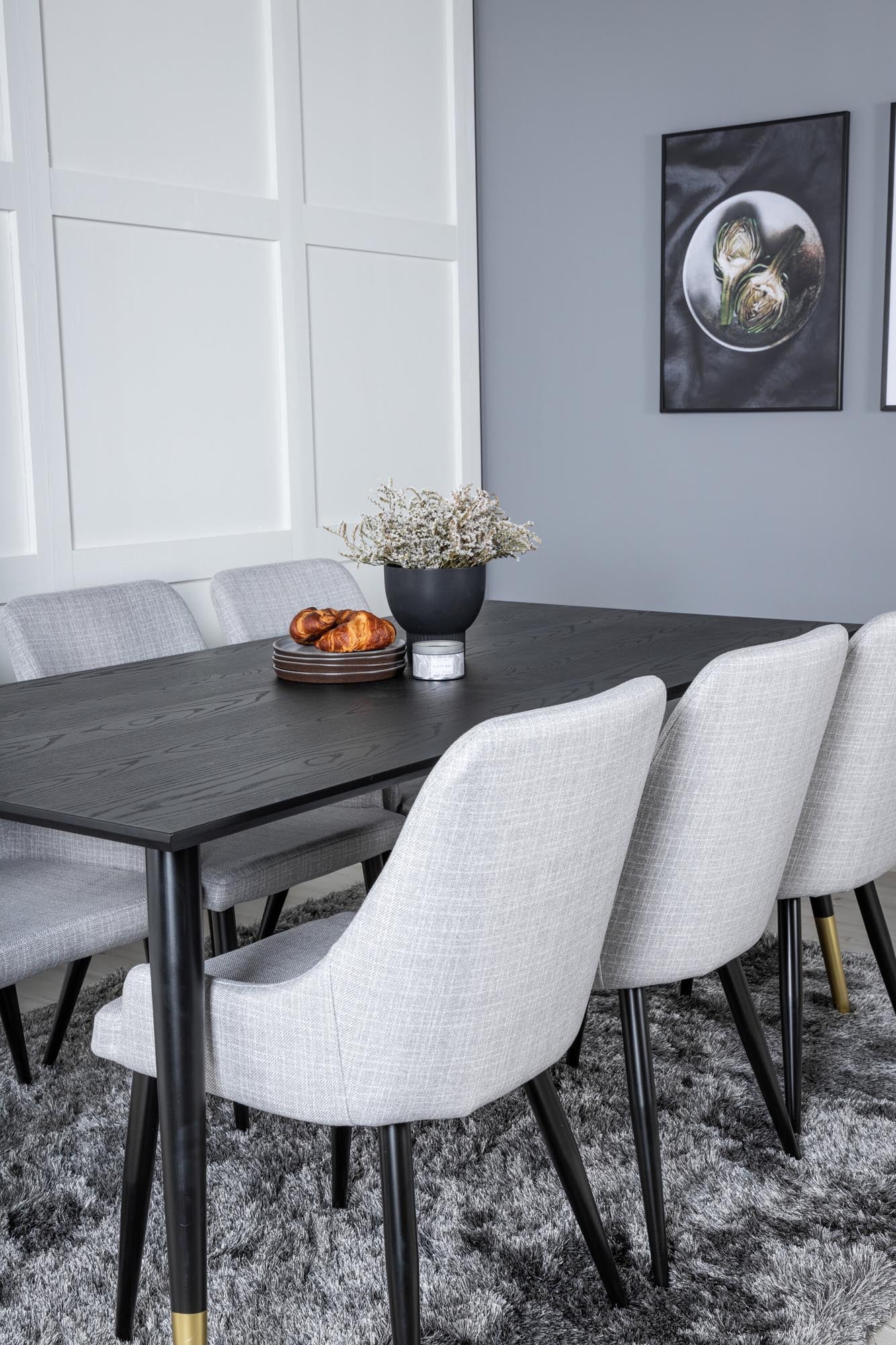 Dipp Esszimmerset + Plaza 180cm/6St. in Schwarz / Gold präsentiert im Onlineshop von KAQTU Design AG. Esszimmerset ist von Venture Home