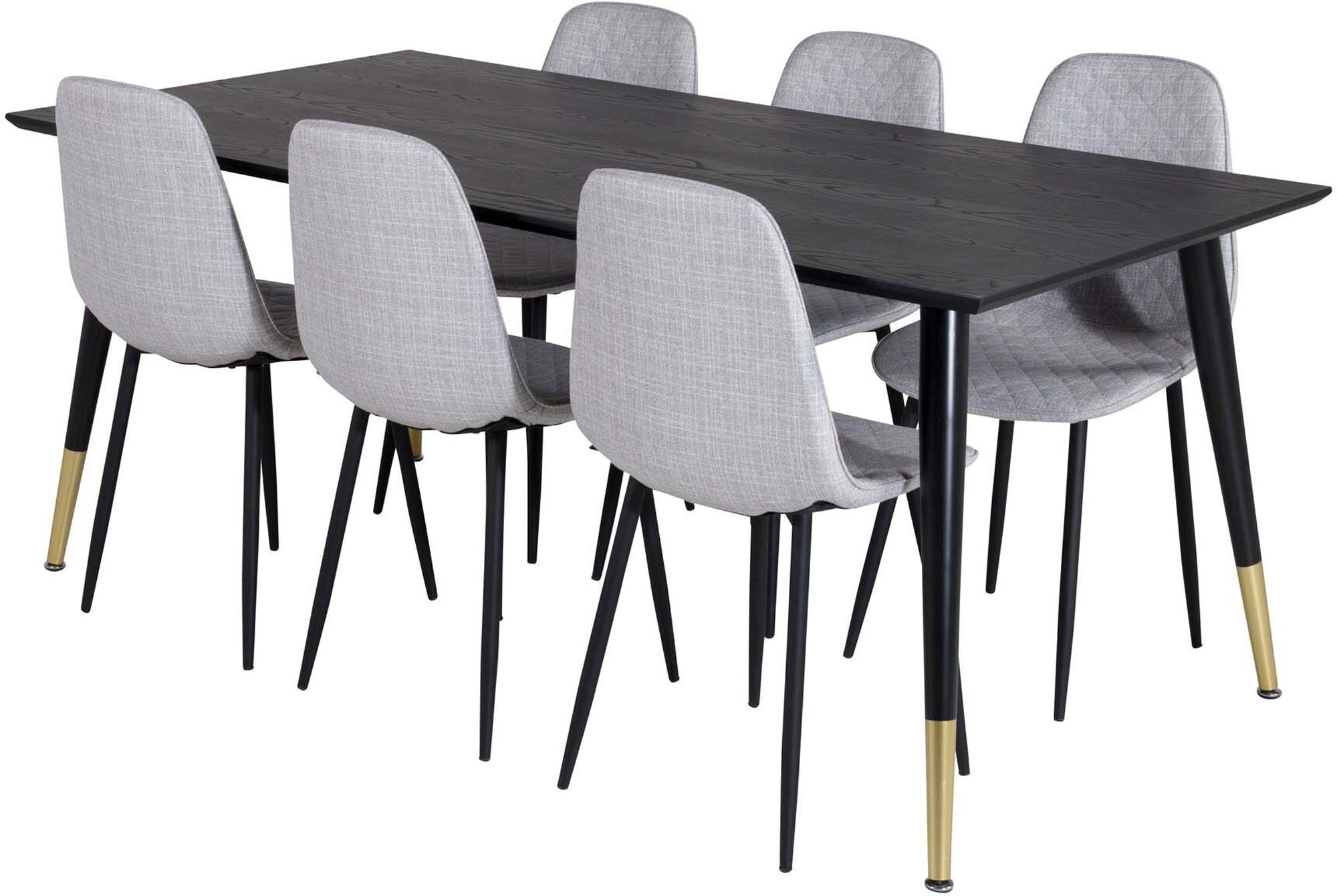 Dipp Esszimmerset + Polar Diamond 180cm/6St. in Schwarz / Grau präsentiert im Onlineshop von KAQTU Design AG. Esszimmerset ist von Venture Home