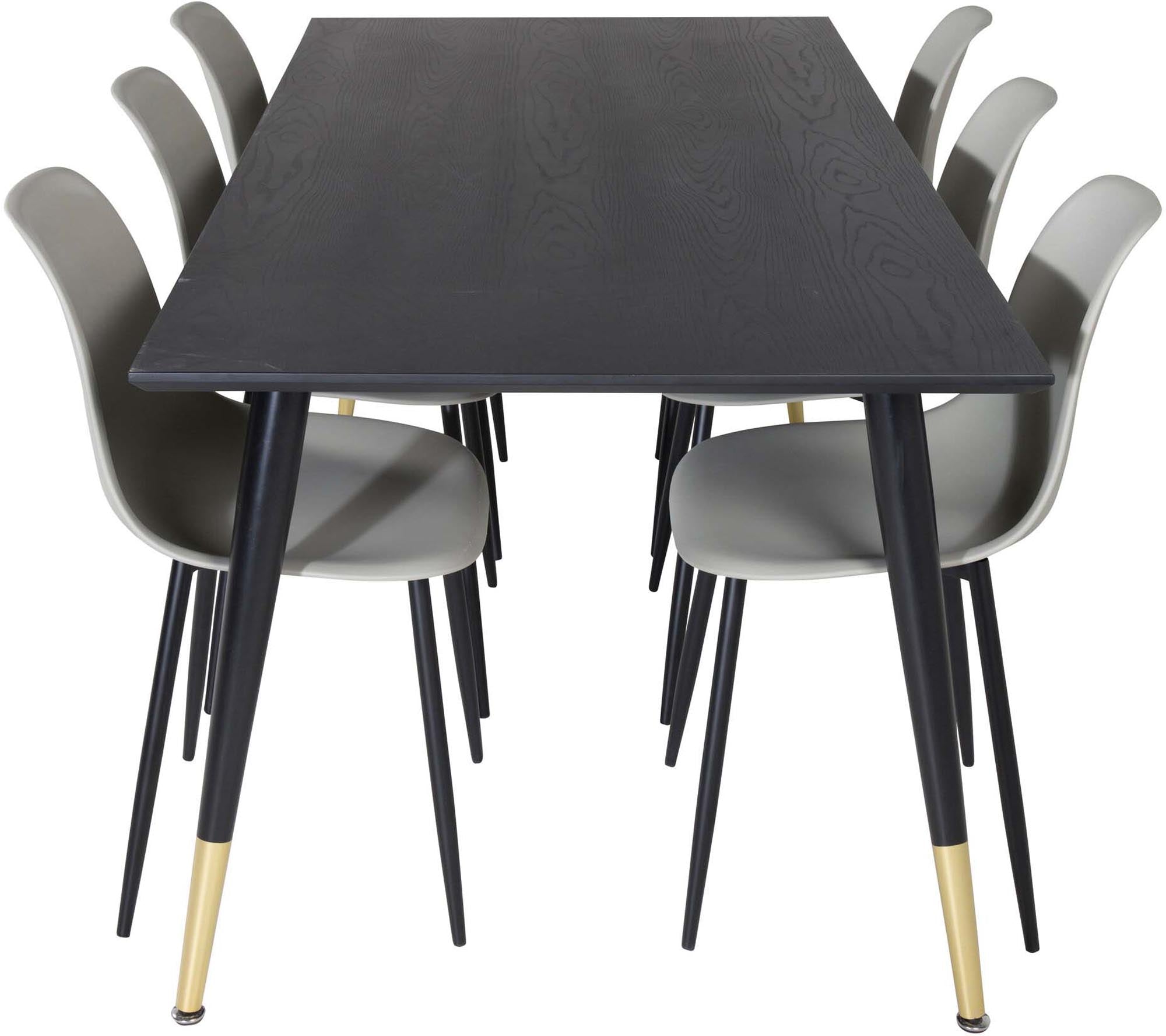 Dipp Esszimmerset + Polar Plastic 180cm/6St. in Schwarzgrau präsentiert im Onlineshop von KAQTU Design AG. Esszimmerset ist von Venture Home