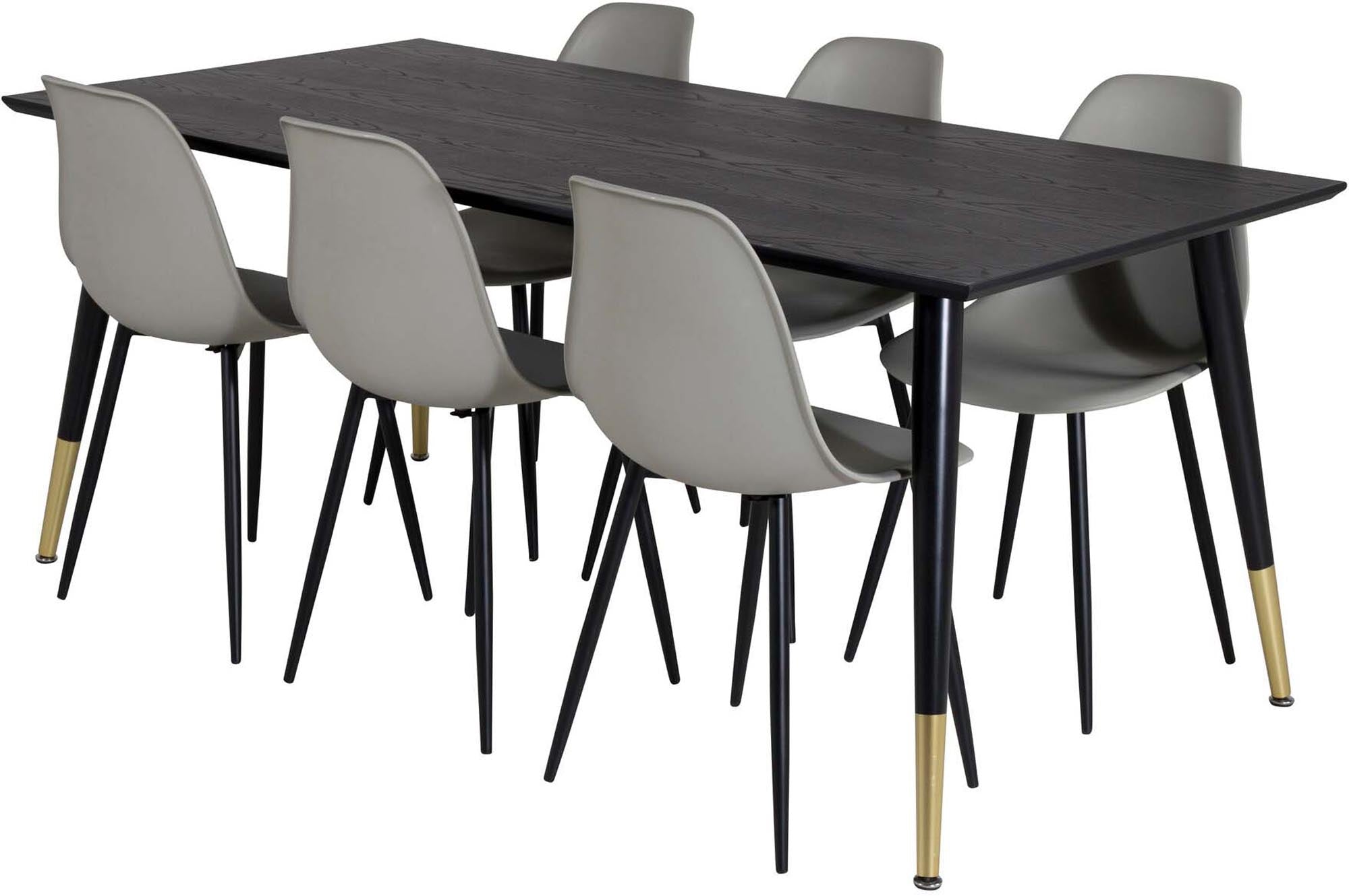 Dipp Esszimmerset + Polar Plastic 180cm/6St. in Schwarzgrau präsentiert im Onlineshop von KAQTU Design AG. Esszimmerset ist von Venture Home