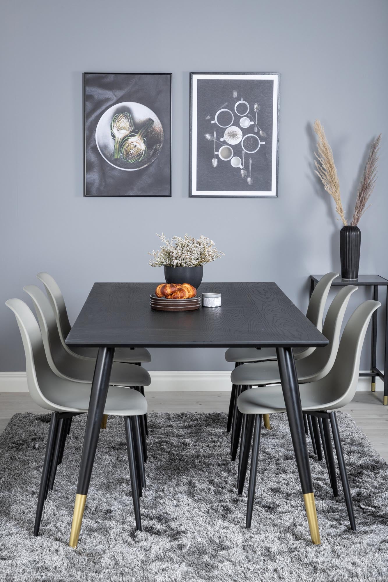 Dipp Esszimmerset + Polar Plastic 180cm/6St. in Schwarzgrau präsentiert im Onlineshop von KAQTU Design AG. Esszimmerset ist von Venture Home