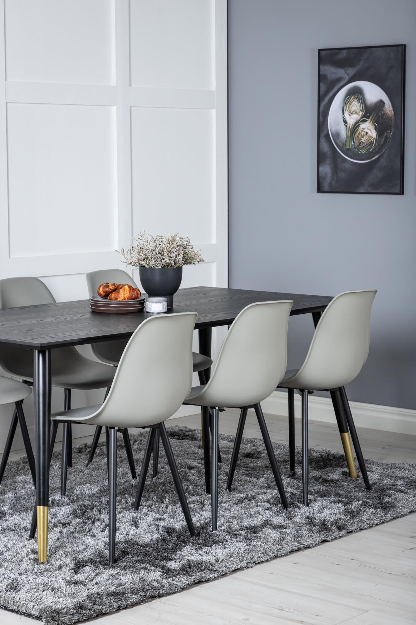 Dipp Esszimmerset + Polar Plastic 180cm/6St. in Schwarzgrau präsentiert im Onlineshop von KAQTU Design AG. Esszimmerset ist von Venture Home