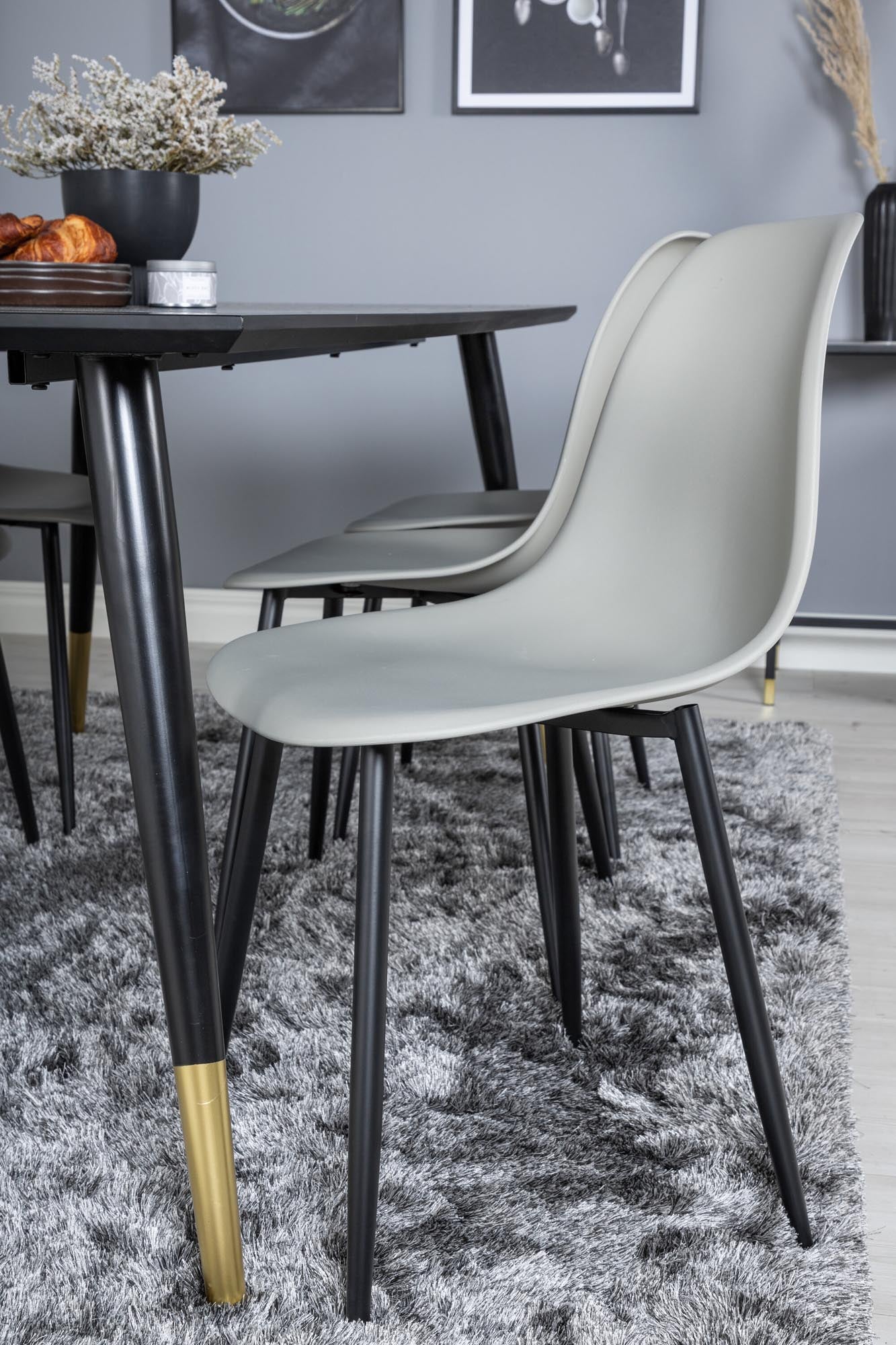 Dipp Esszimmerset + Polar Plastic 180cm/6St. in Schwarzgrau präsentiert im Onlineshop von KAQTU Design AG. Esszimmerset ist von Venture Home