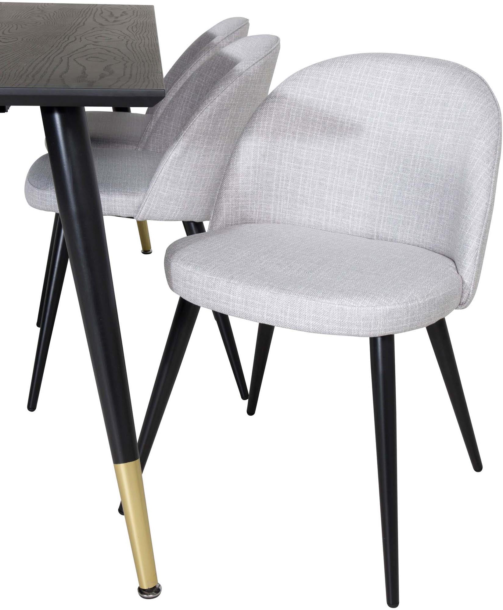 Dipp Esszimmerset + Velvet 180cm/6St. in Schwarz / Hellgrau präsentiert im Onlineshop von KAQTU Design AG. Esszimmerset ist von Venture Home