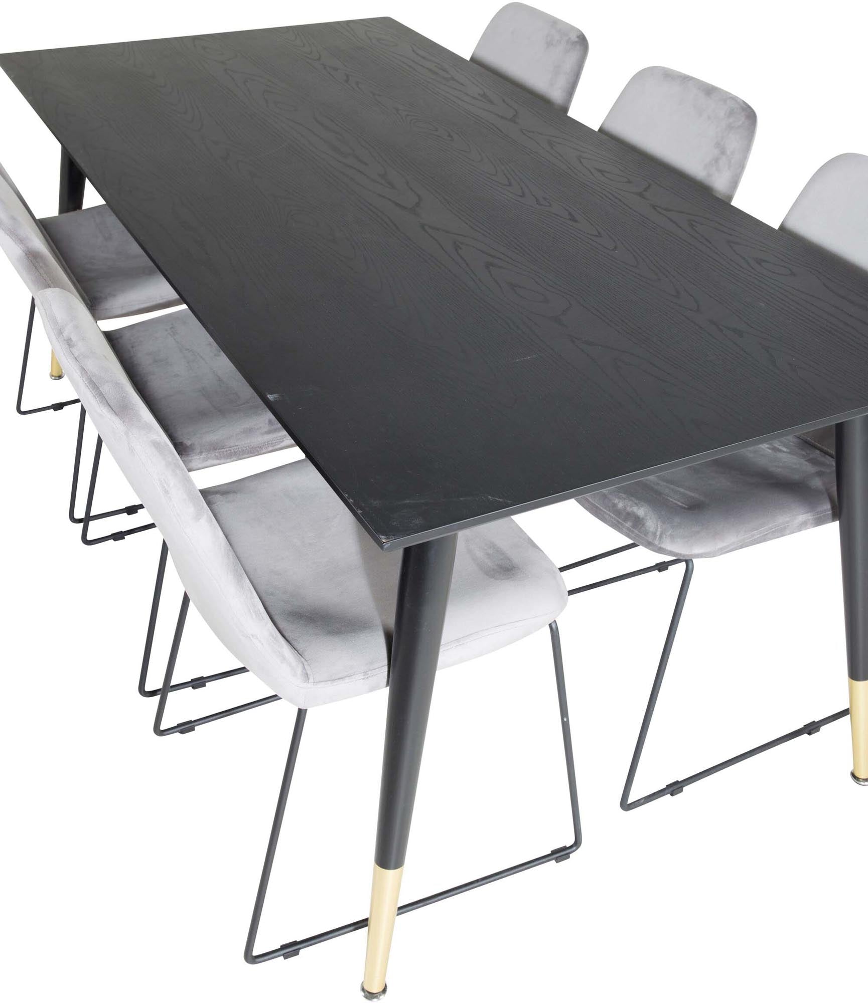 Dipp Esszimmerset + Muce 180cm/6St. in Schwarz / Gold präsentiert im Onlineshop von KAQTU Design AG. Esszimmerset ist von Venture Home