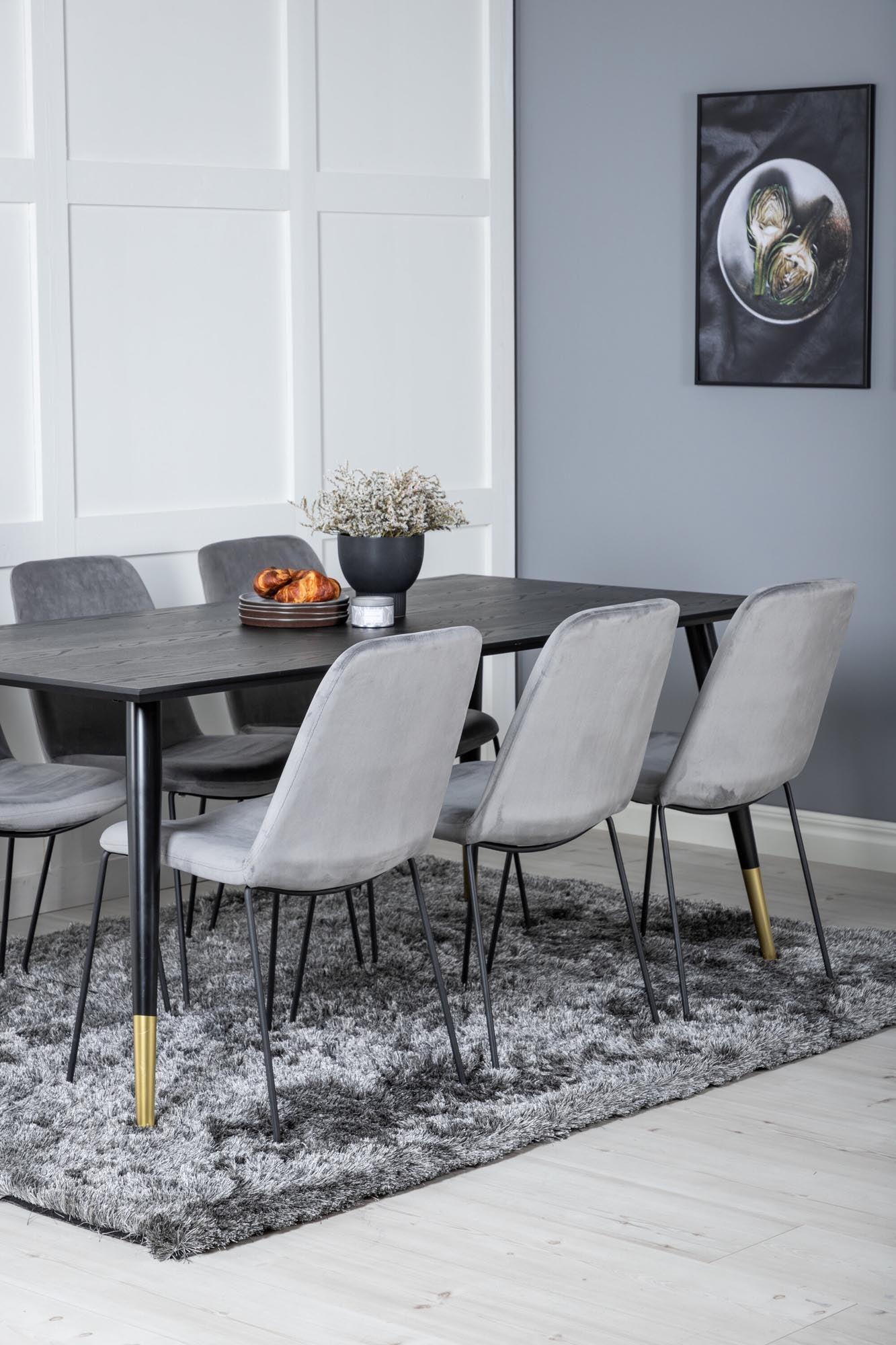 Dipp Esszimmerset + Muce 180cm/6St. in Schwarz / Gold präsentiert im Onlineshop von KAQTU Design AG. Esszimmerset ist von Venture Home