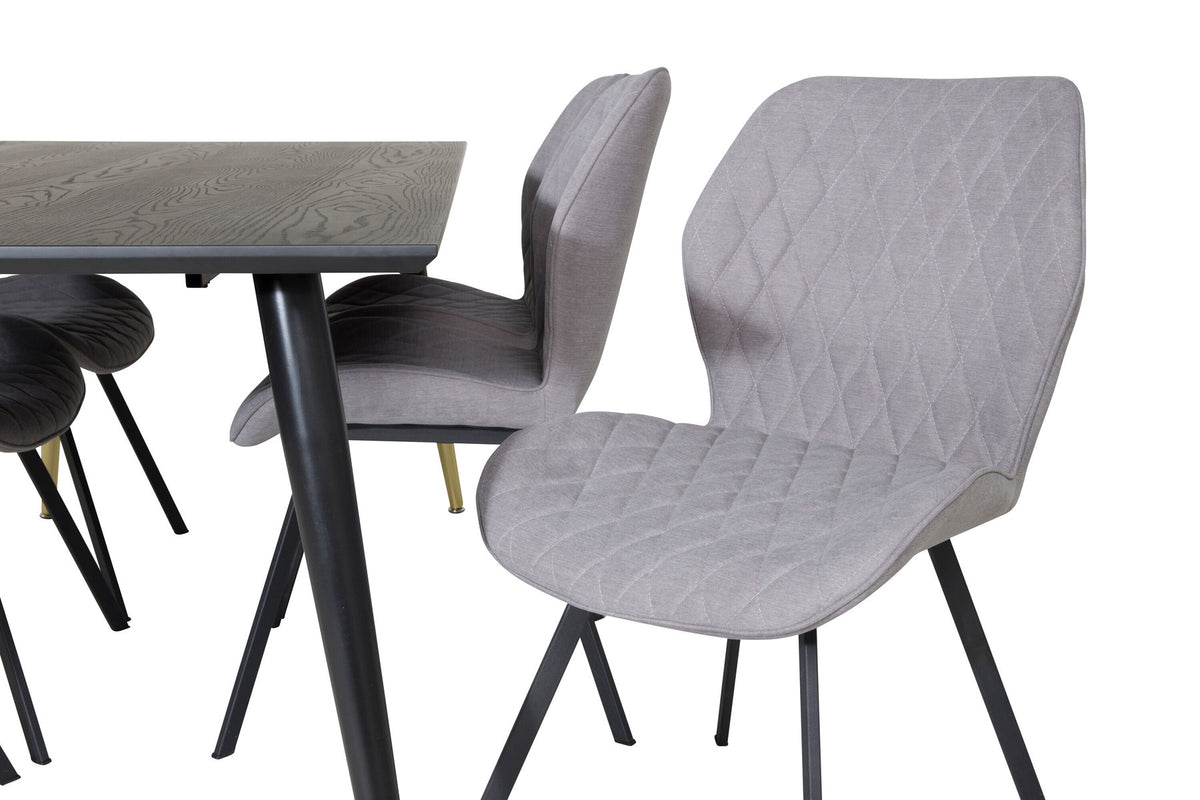 Dipp Esszimmerset + Gemma 180cm/6St. in Schwarz / Gold präsentiert im Onlineshop von KAQTU Design AG. Esszimmerset ist von Venture Home