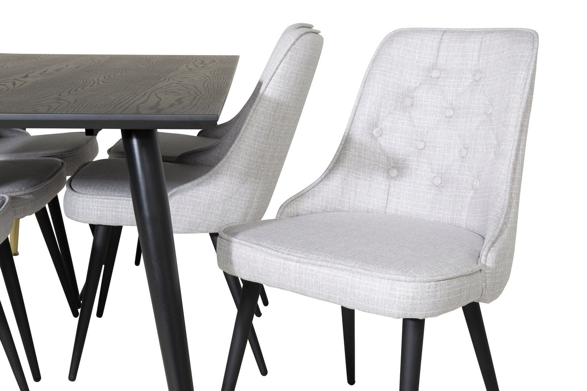 Dipp Esszimmerset + Velvet Deluxe 180cm/6St. in Schwarz / Hellgrau präsentiert im Onlineshop von KAQTU Design AG. Esszimmerset ist von Venture Home