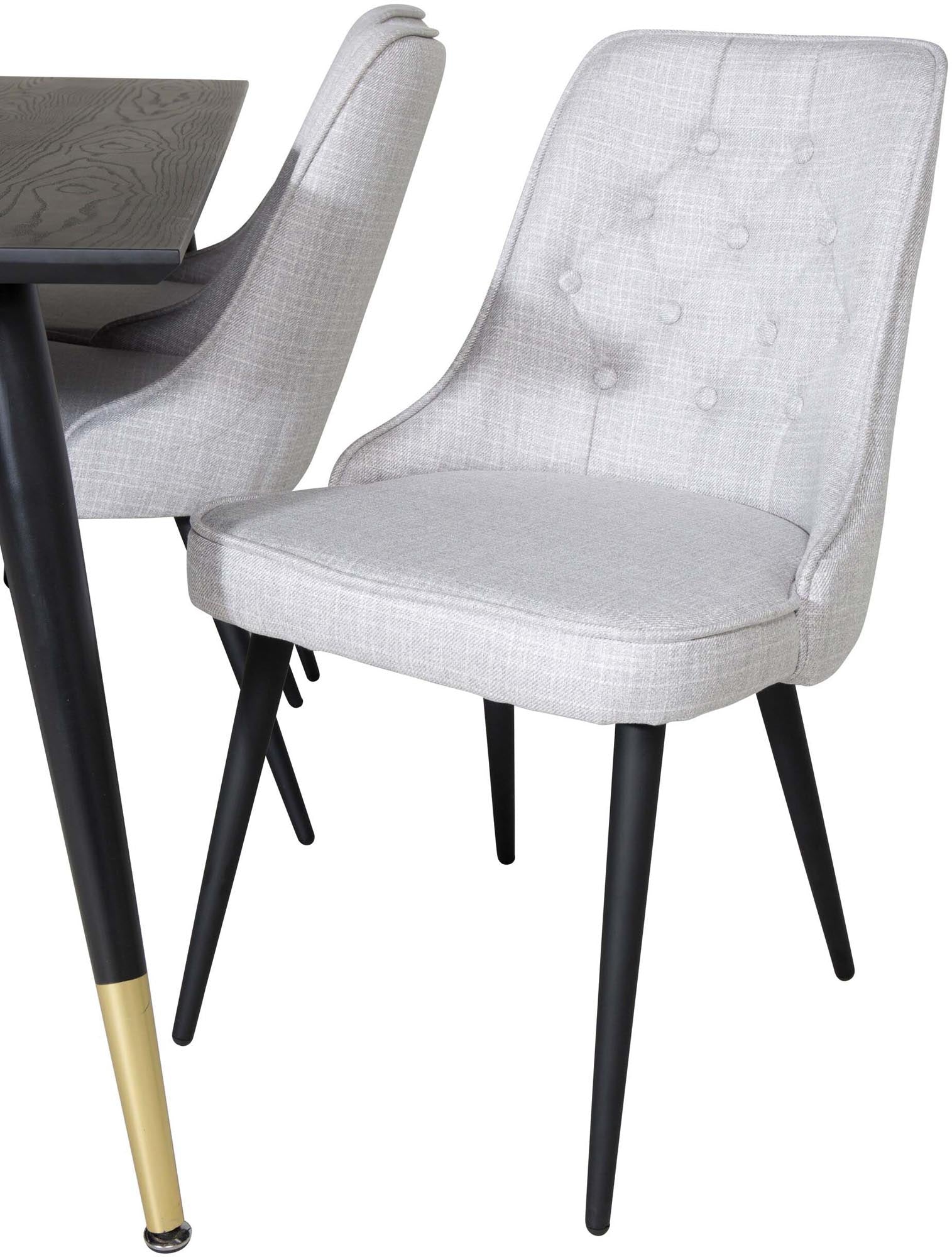 Dipp Esszimmerset + Velvet Deluxe 180cm/6St. in Schwarz / Hellgrau präsentiert im Onlineshop von KAQTU Design AG. Esszimmerset ist von Venture Home