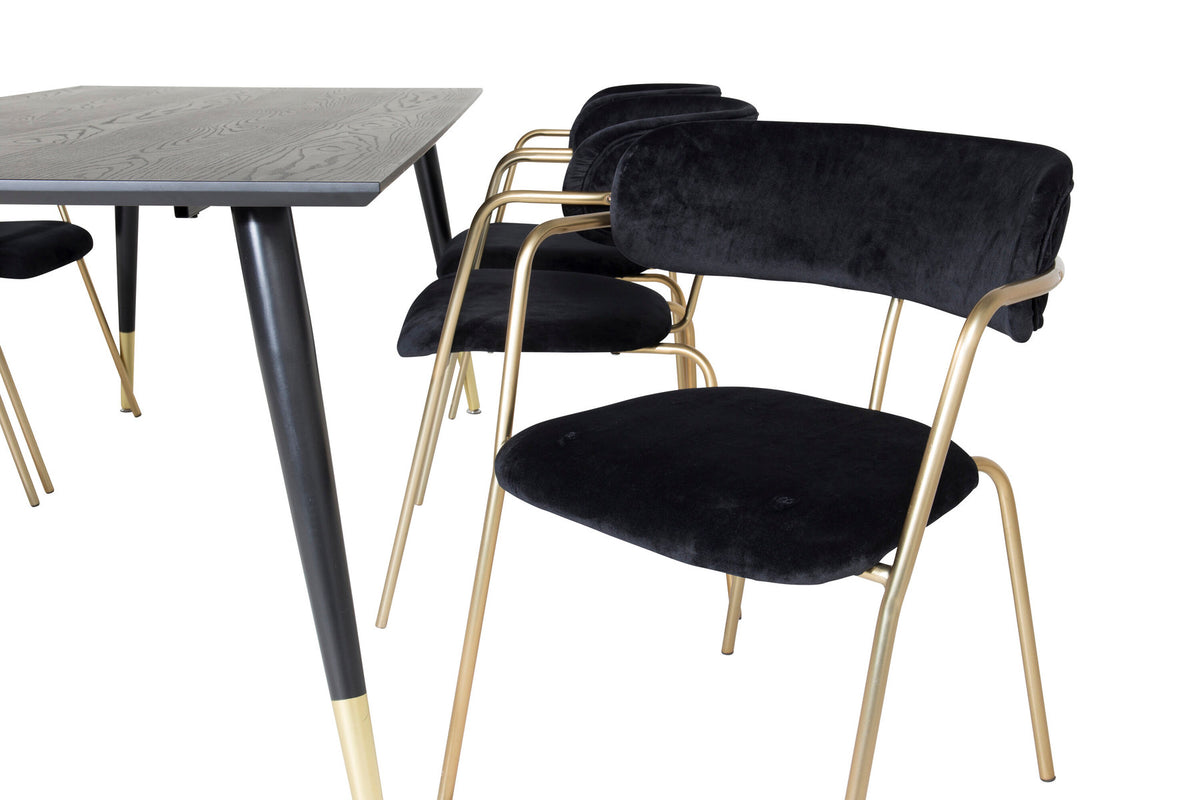 Dipp Esszimmerset + Arrow 180cm/6St. in Schwarzgold präsentiert im Onlineshop von KAQTU Design AG. Esszimmerset ist von Venture Home