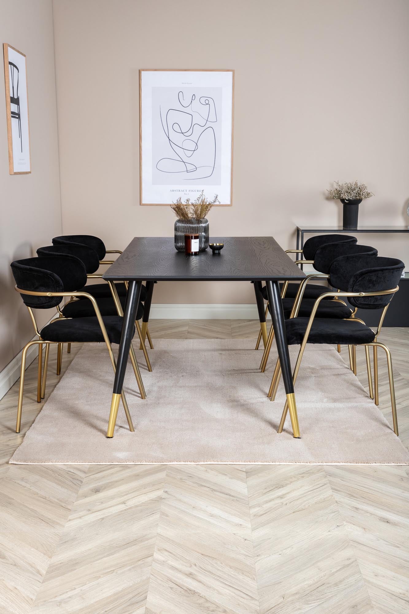 Dipp Esszimmerset + Arrow 180cm/6St. in Schwarzgold präsentiert im Onlineshop von KAQTU Design AG. Esszimmerset ist von Venture Home