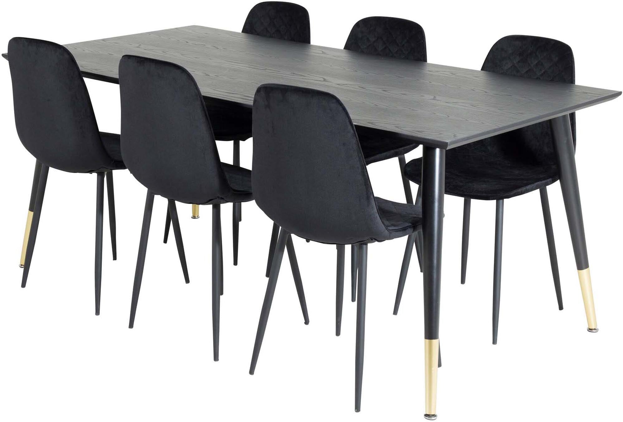 Modernes Dipp Esszimmerset von Venture Home: 180 cm Tisch und 6 stilvolle Samtstühle für Komfort und gesellige Runden.